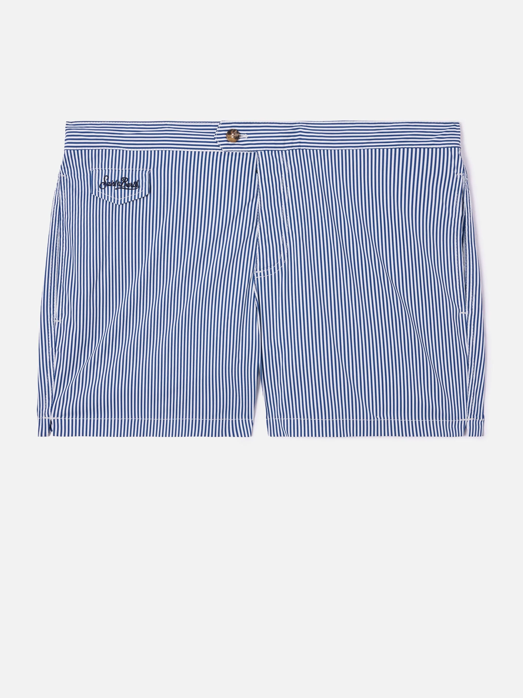 Harrys striped swim shorts in blue and white