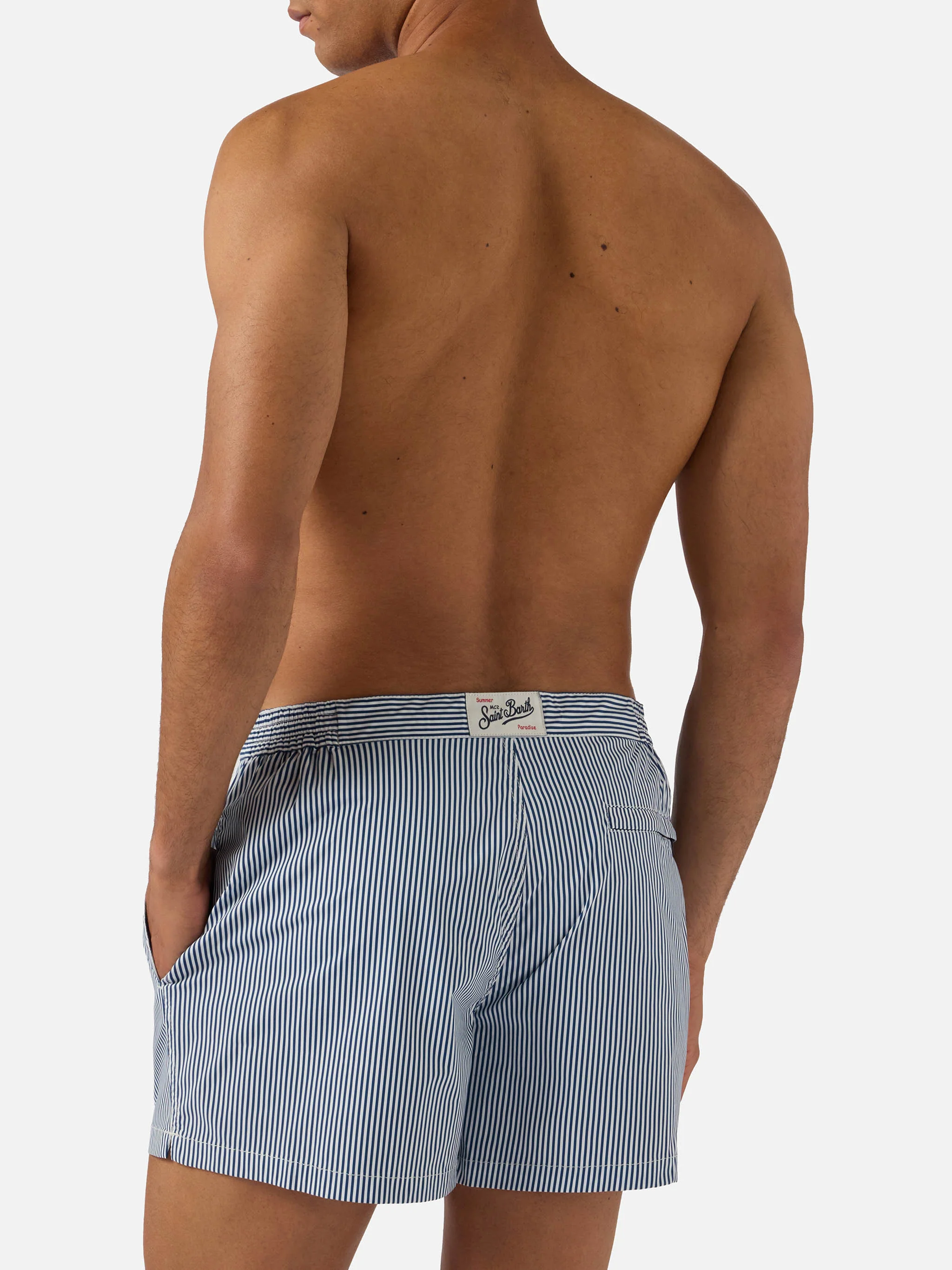 Harrys striped swim shorts in blue and white - Image 5