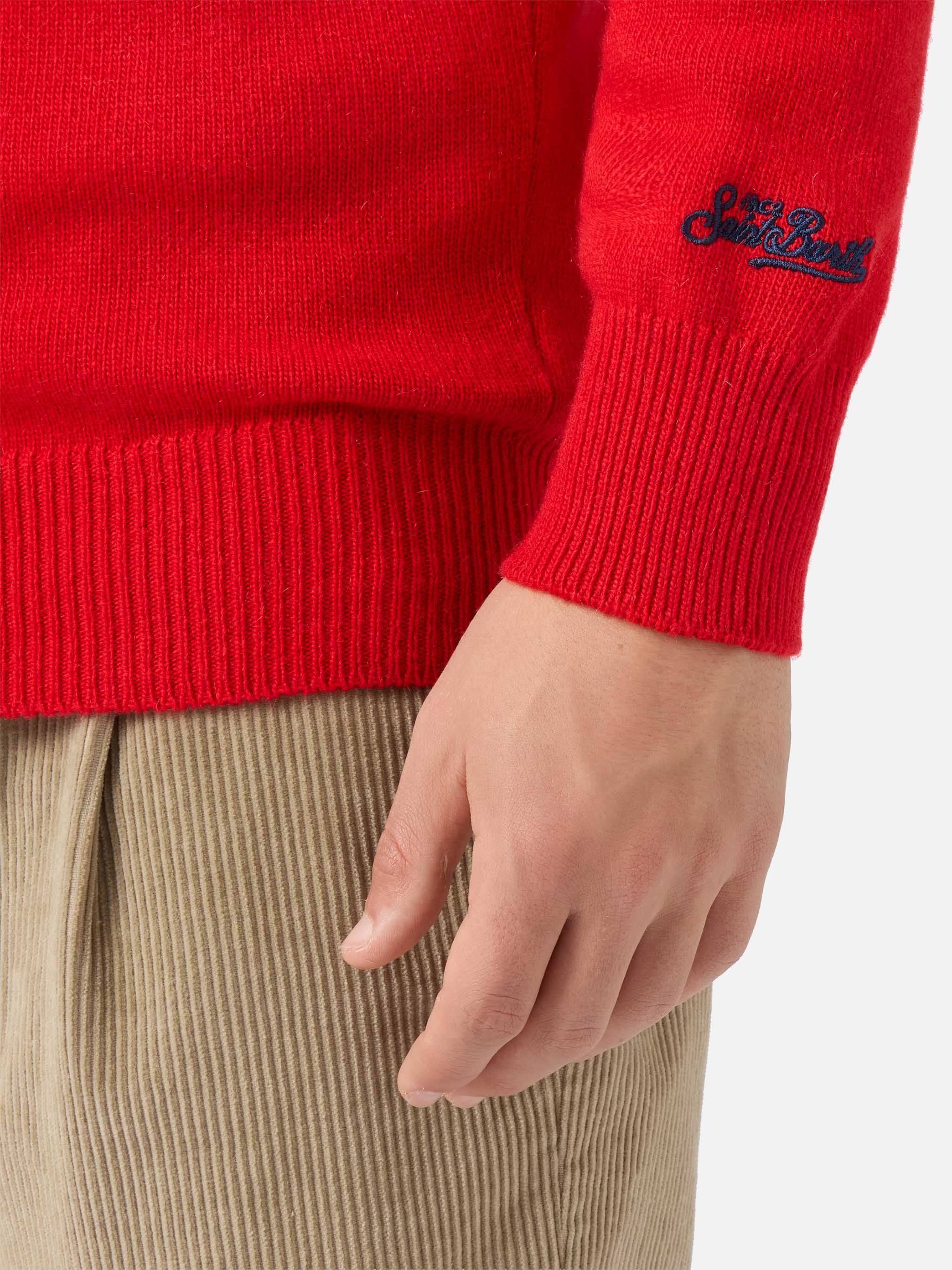 Heron sweater in red with A Natale puoi... jacquard - Image 4