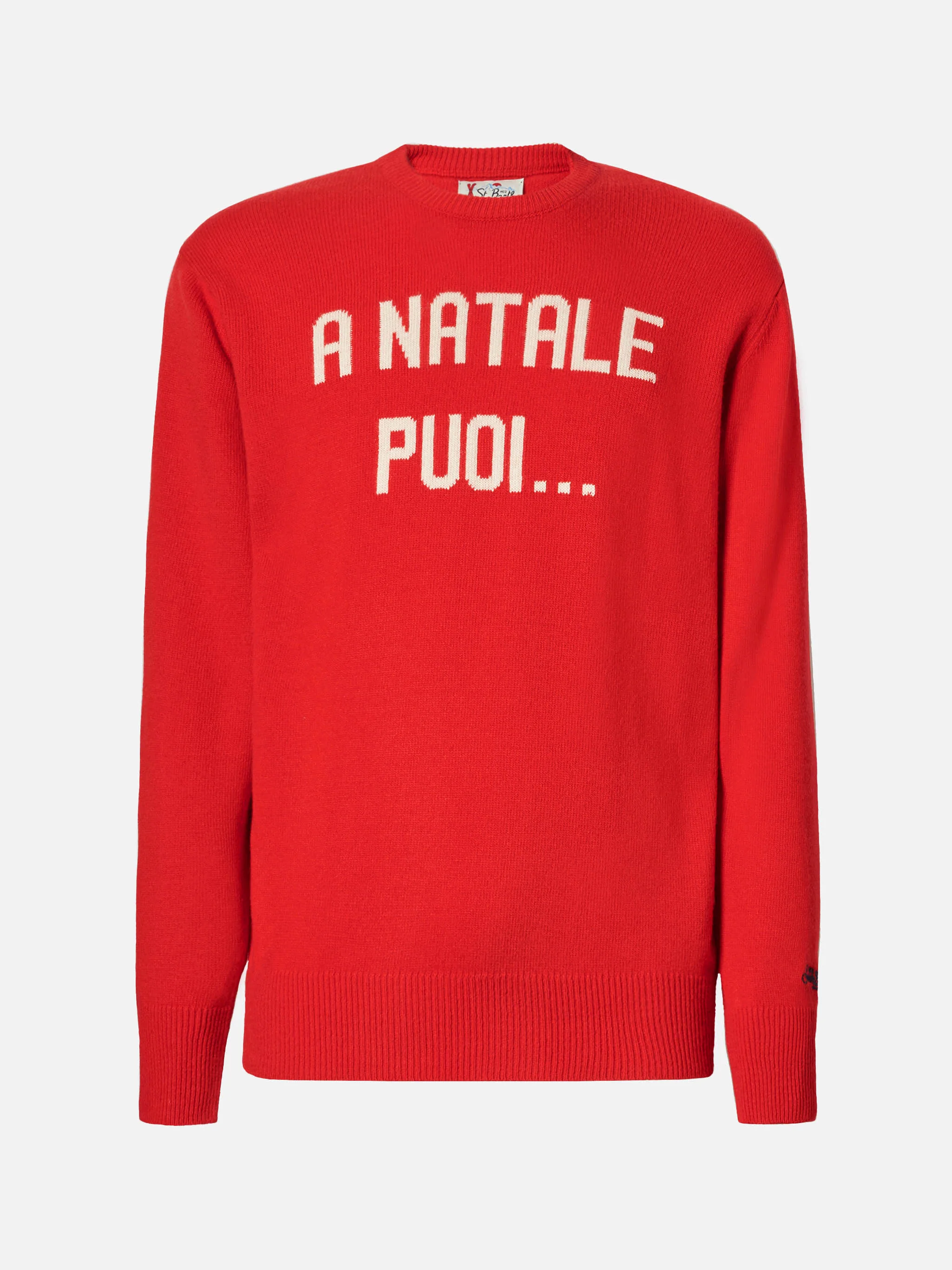 Heron sweater in red with A Natale puoi... jacquard - Image 5
