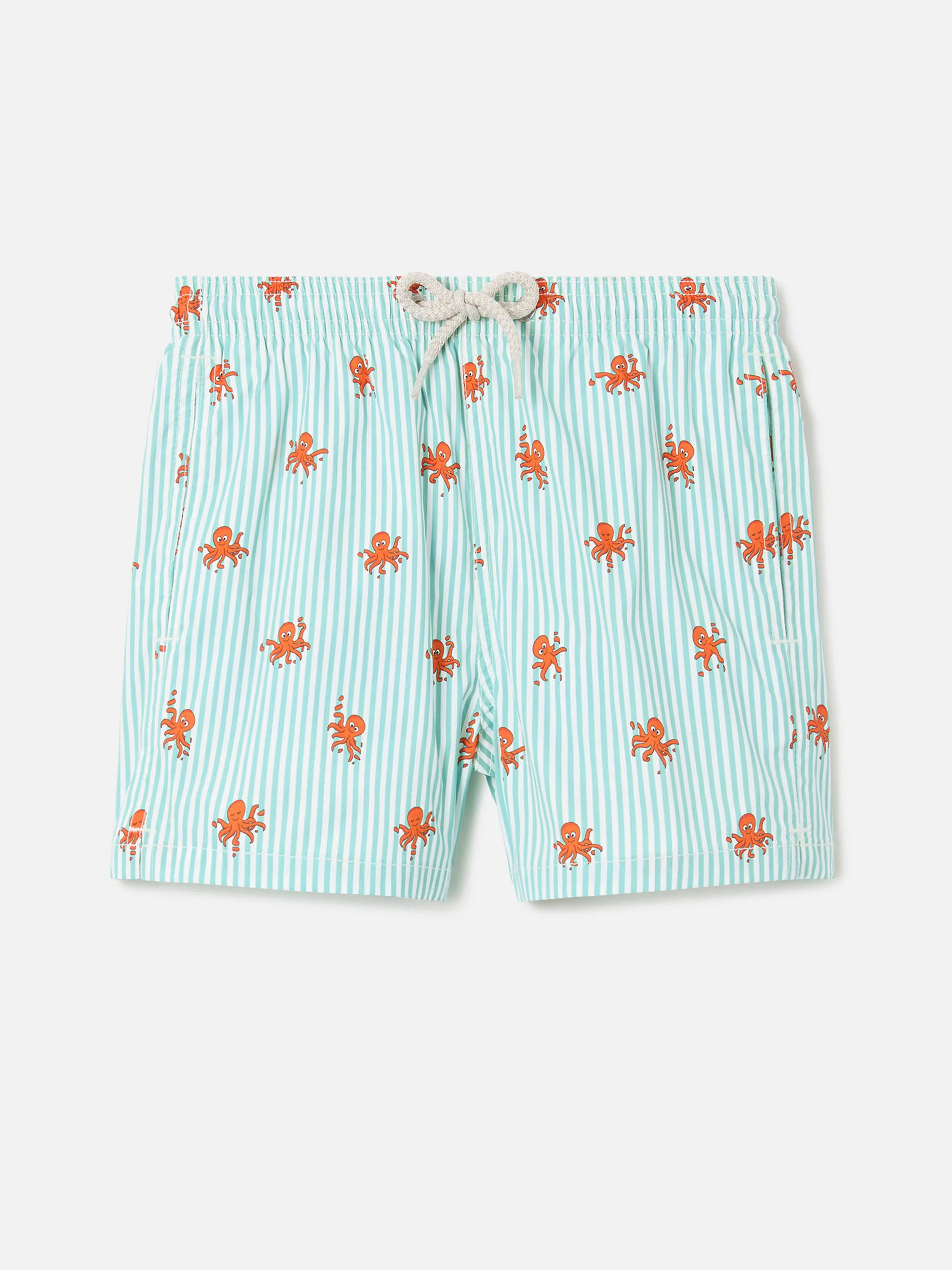 Jean Lighting Stretch swim shorts striped with all-over octopus print