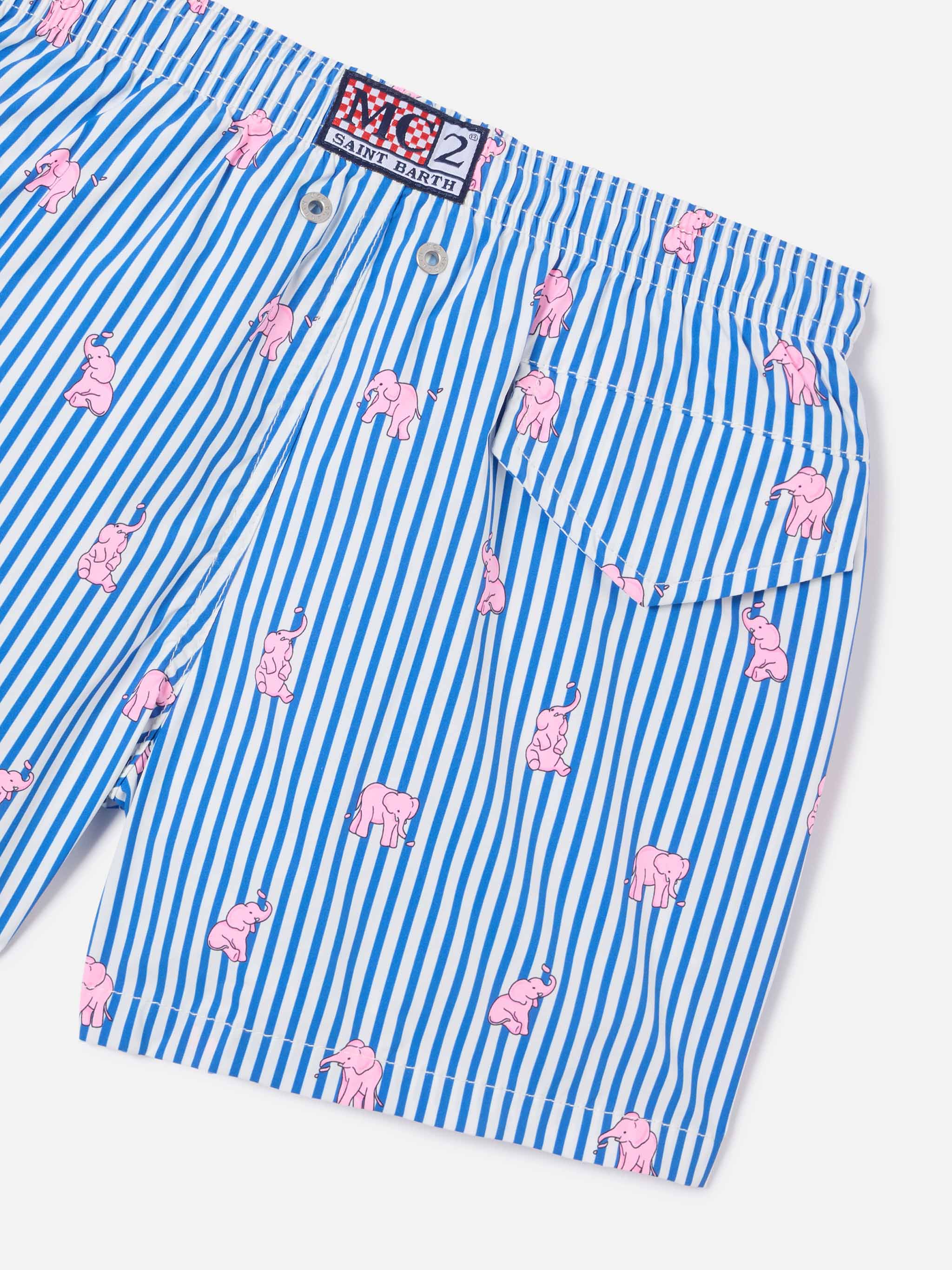 Jean Lighting Stretch swim shorts striped with elephant print - Image 3