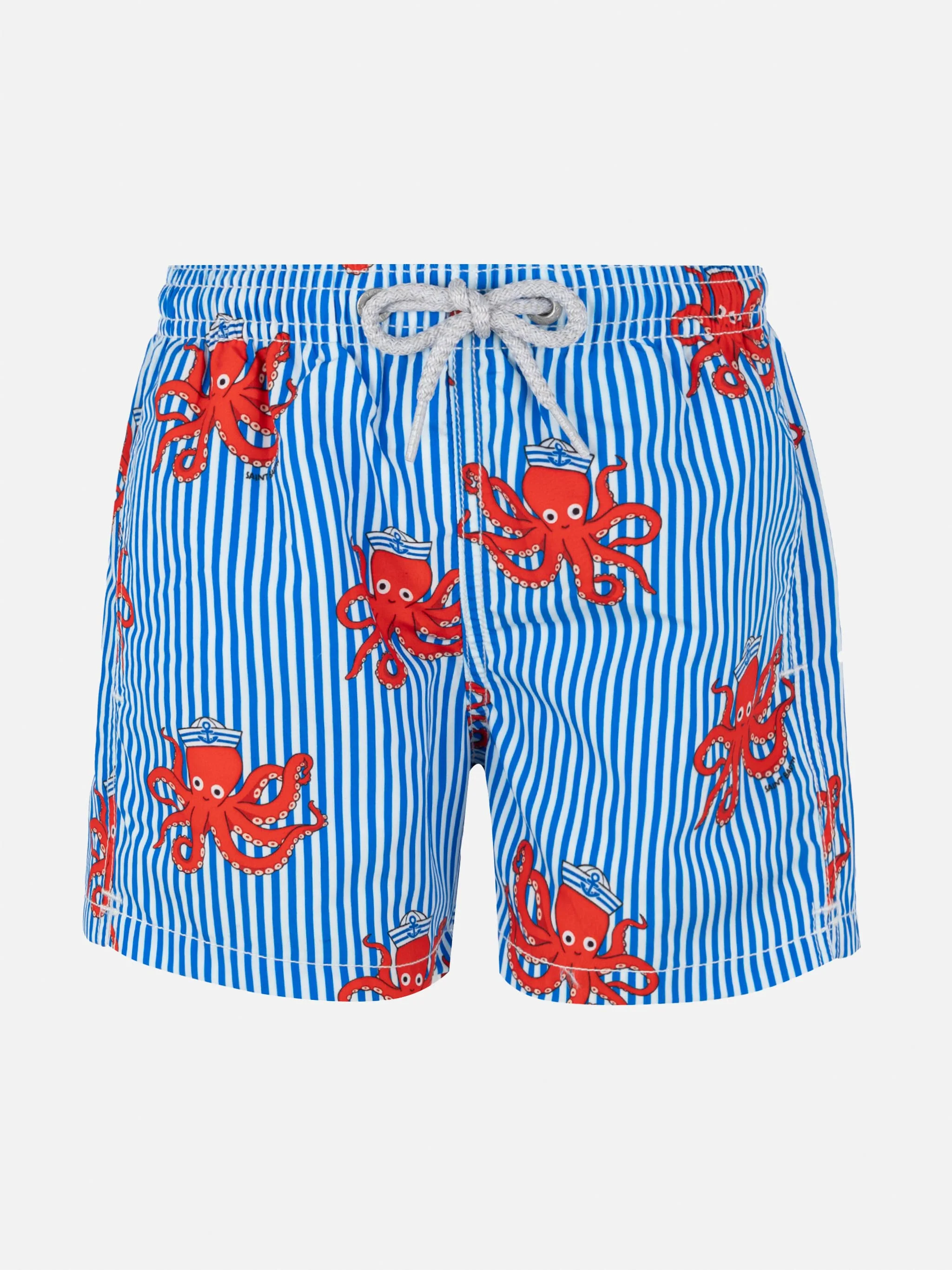 Jean mid-length swim shorts with striped print