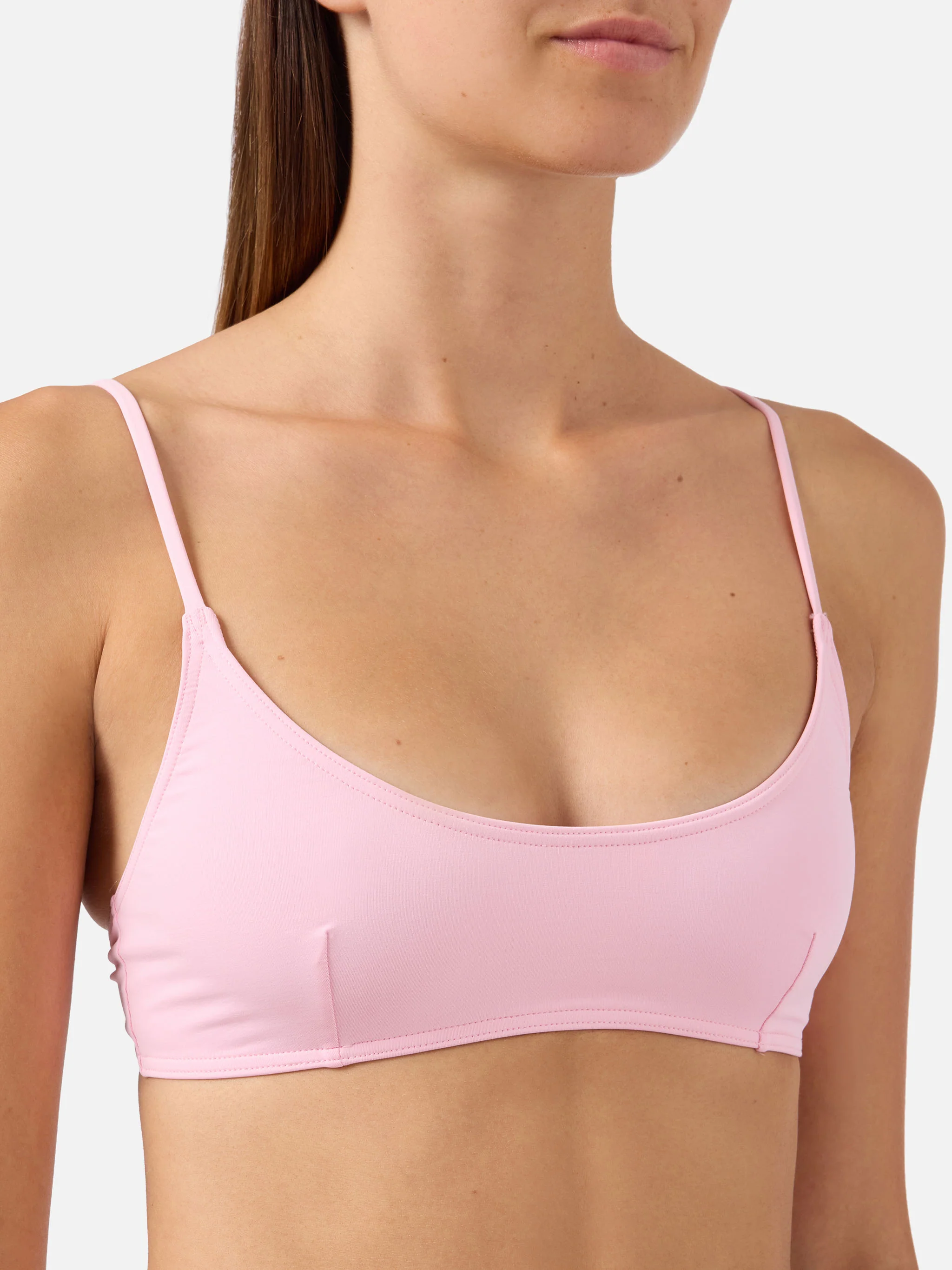 Judy bralette bikini top in solid pastel pink - Image 2
