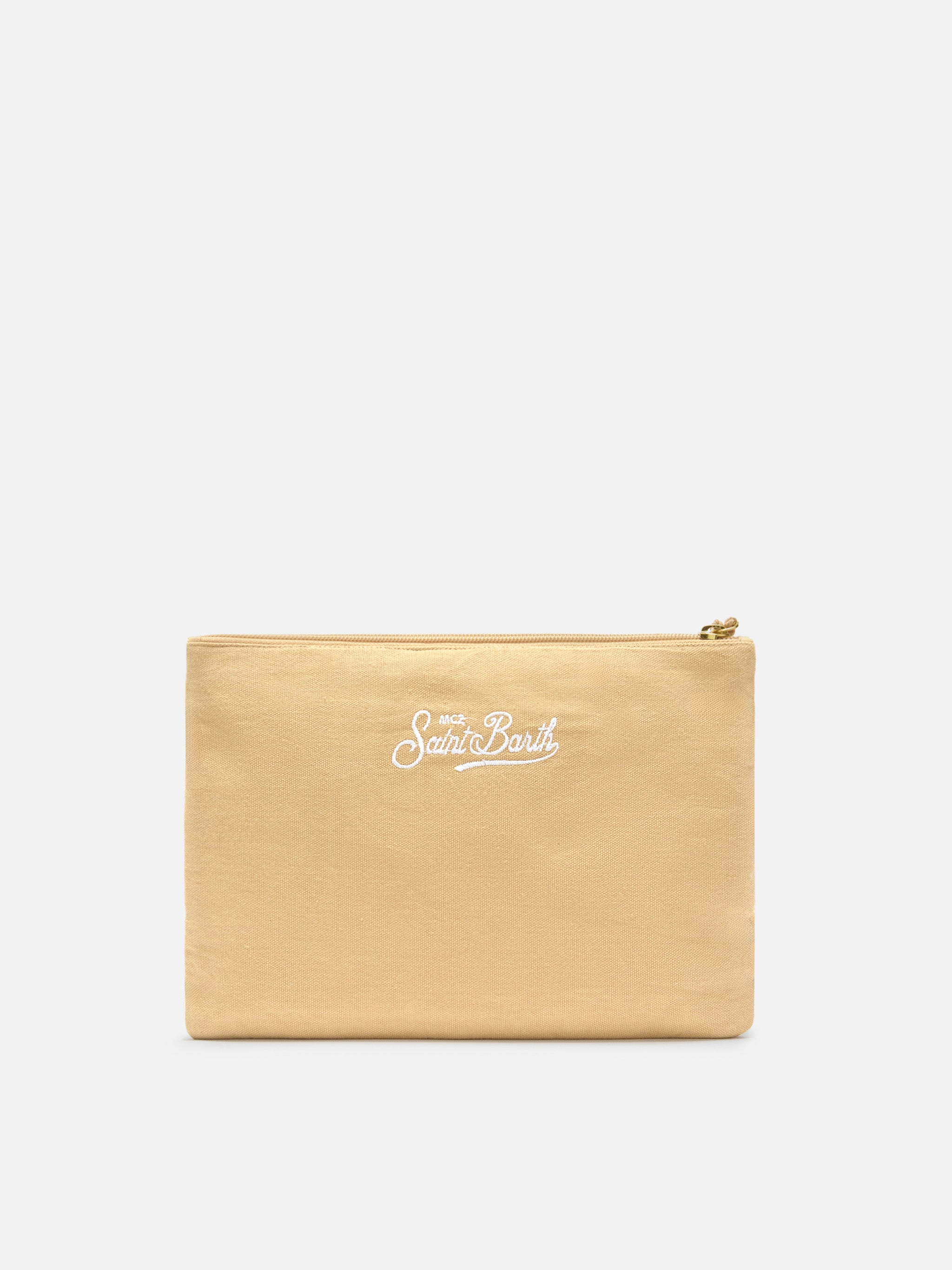 Jute pouch with embroidered palm pattern - Image 4