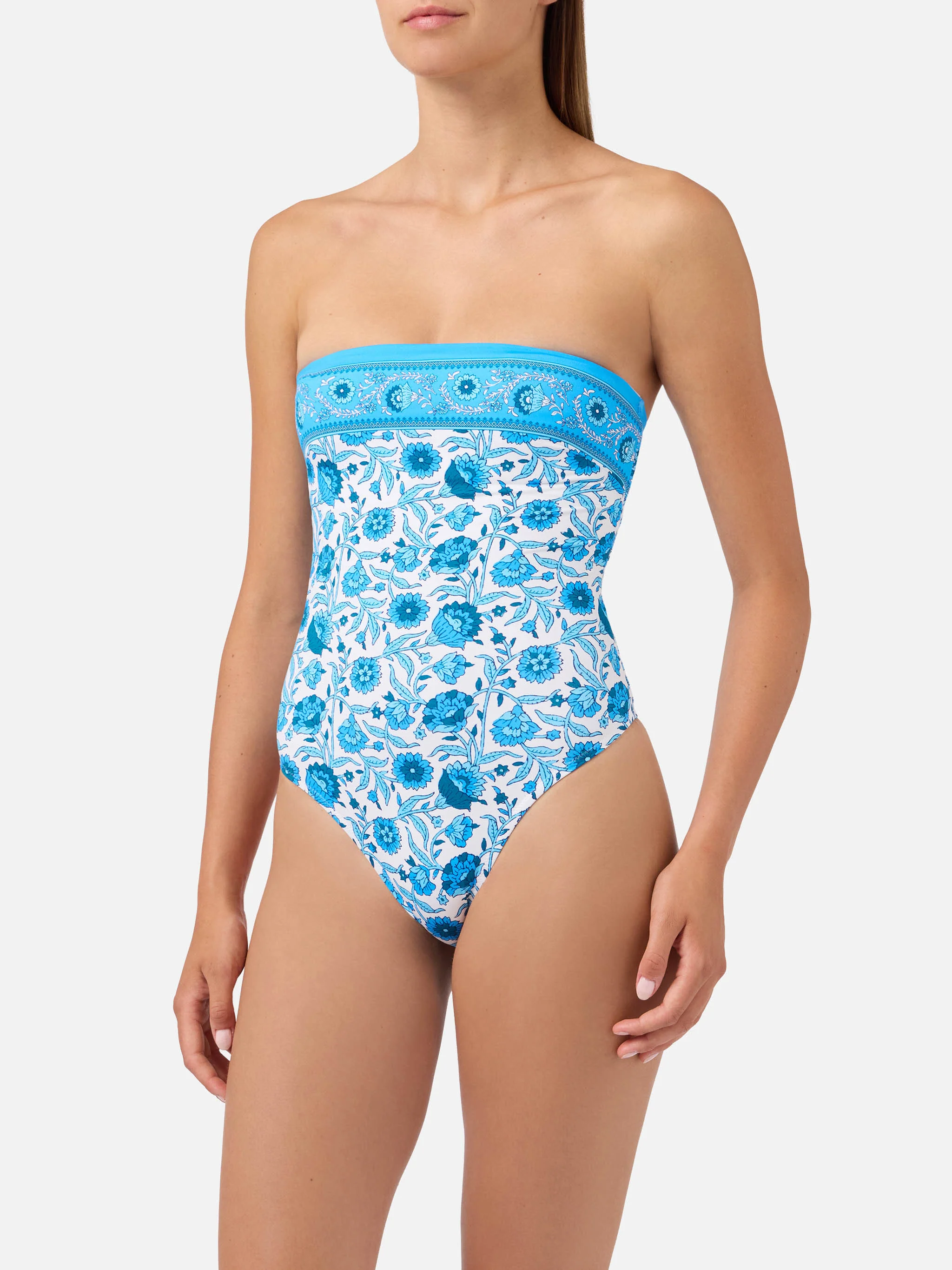 Khyra bandeau one-piece swimsuit with floral batik print - Image 2