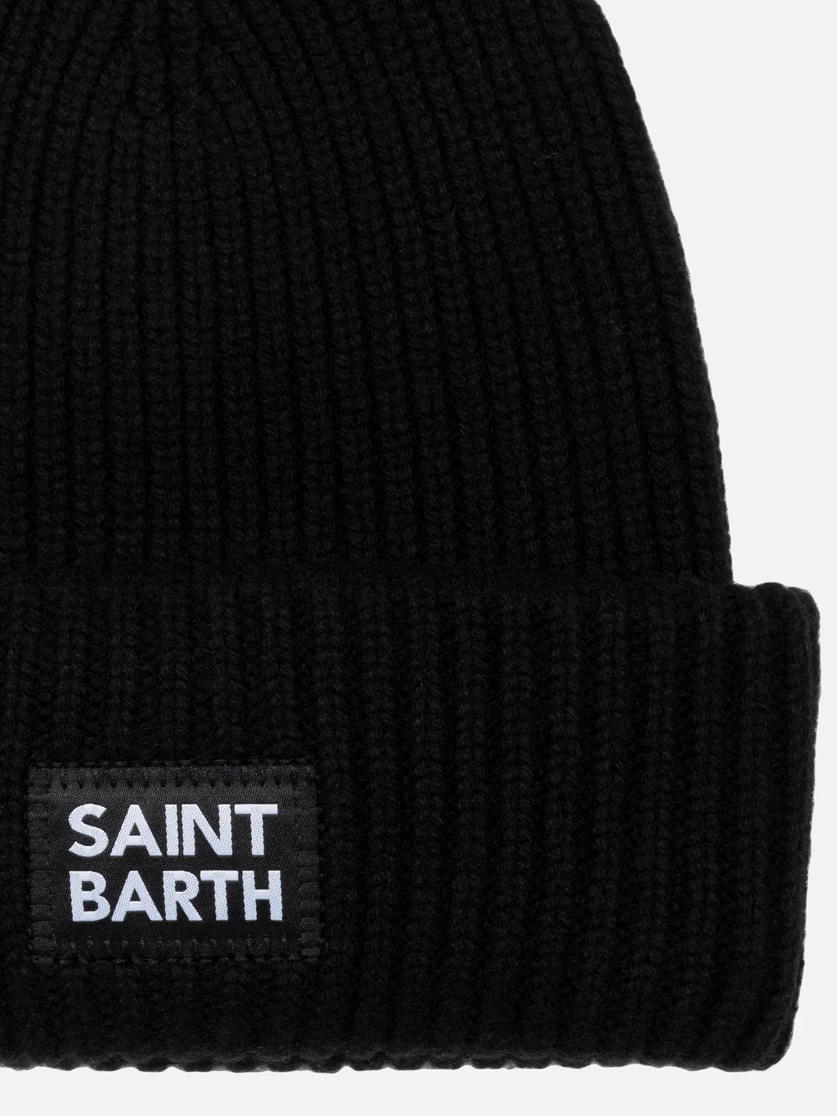 Black ribbed beanie Berry Jr with Saint Barth patch - Image 3
