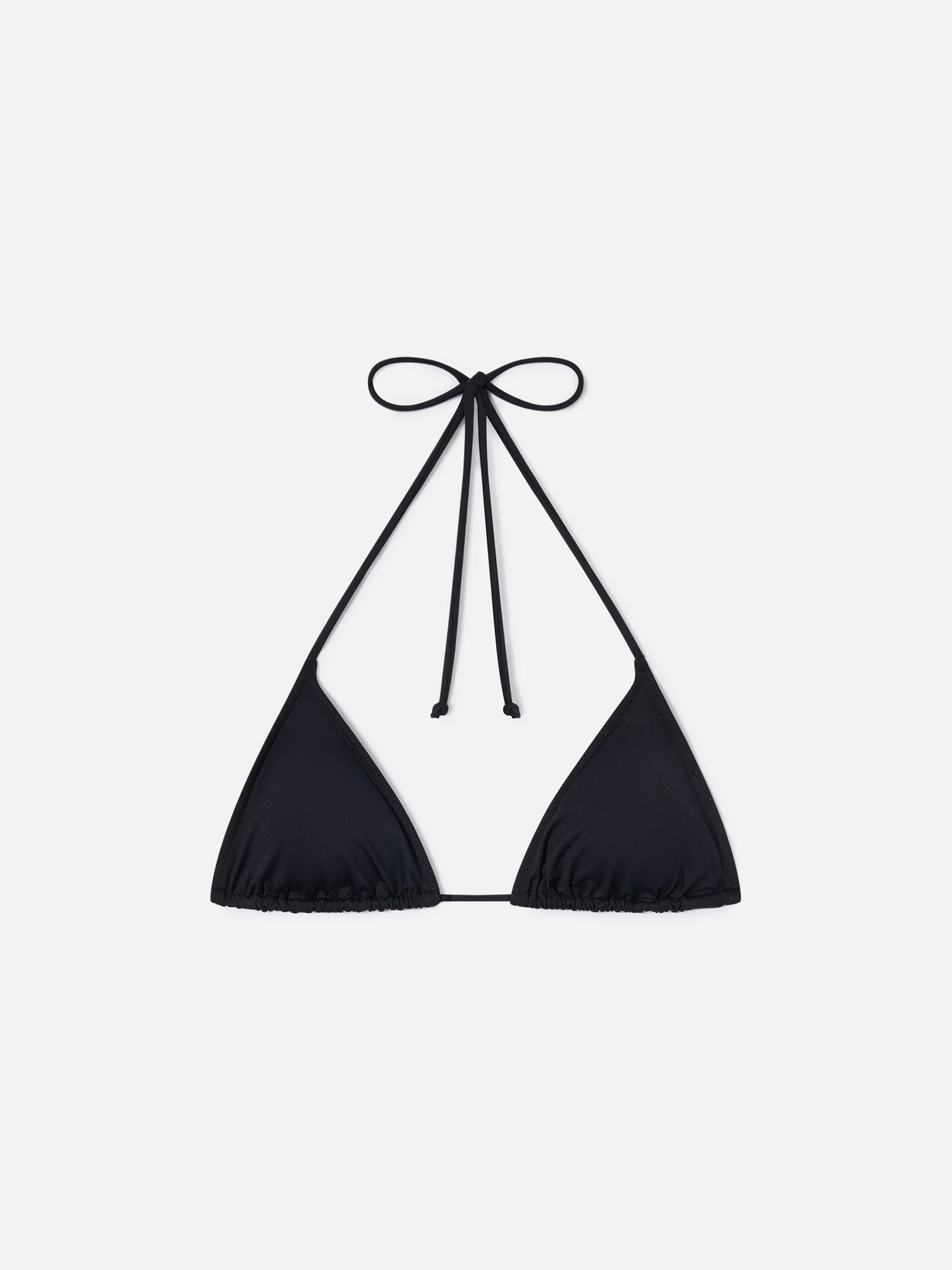 Leah triangle with ties bikini top in solid black