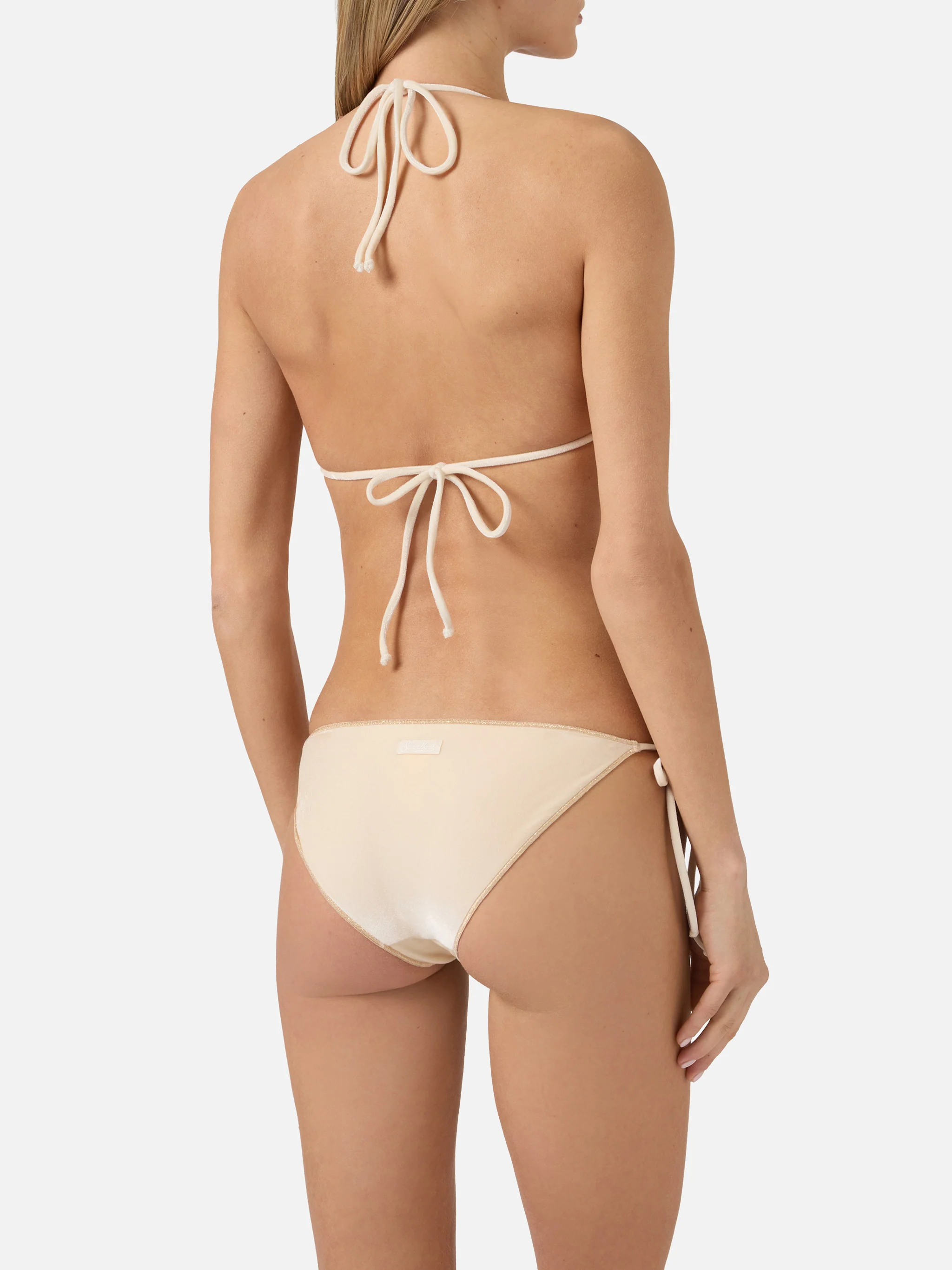 Leah Virgo Overlock bikini in gold velvet - Image 4