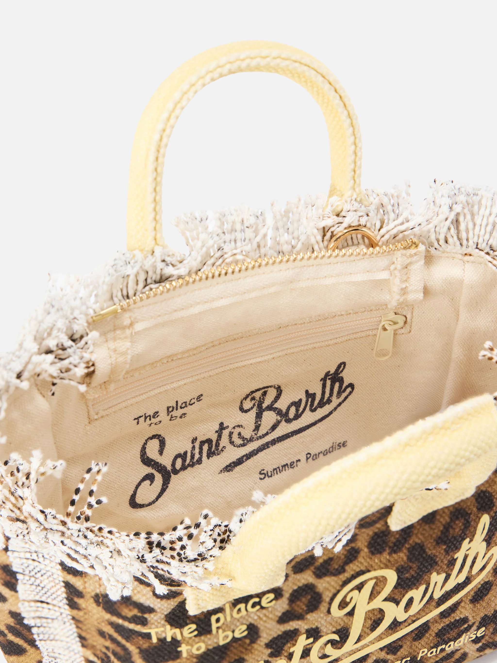 Leopard print canvas Vanity mini bag with yellow details - Image 3