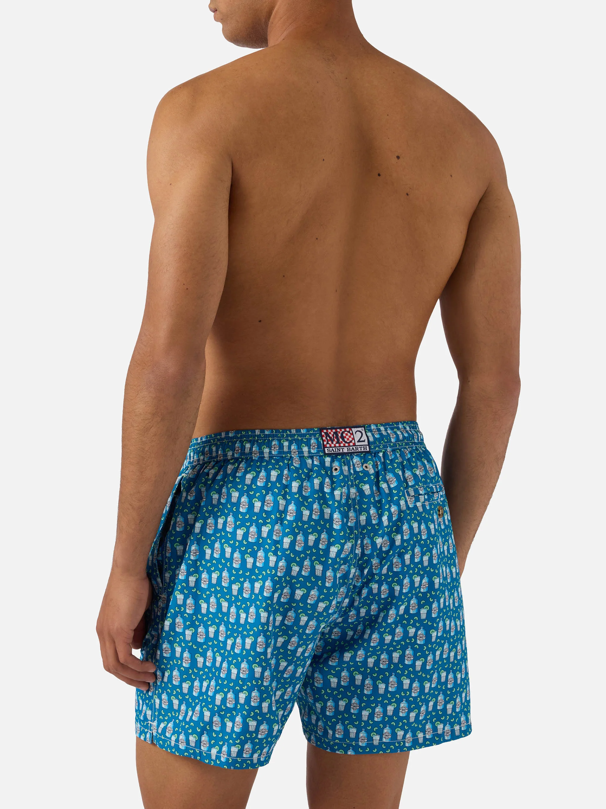 Light blue Lighting Micro swim shorts with cocktail print - Image 5