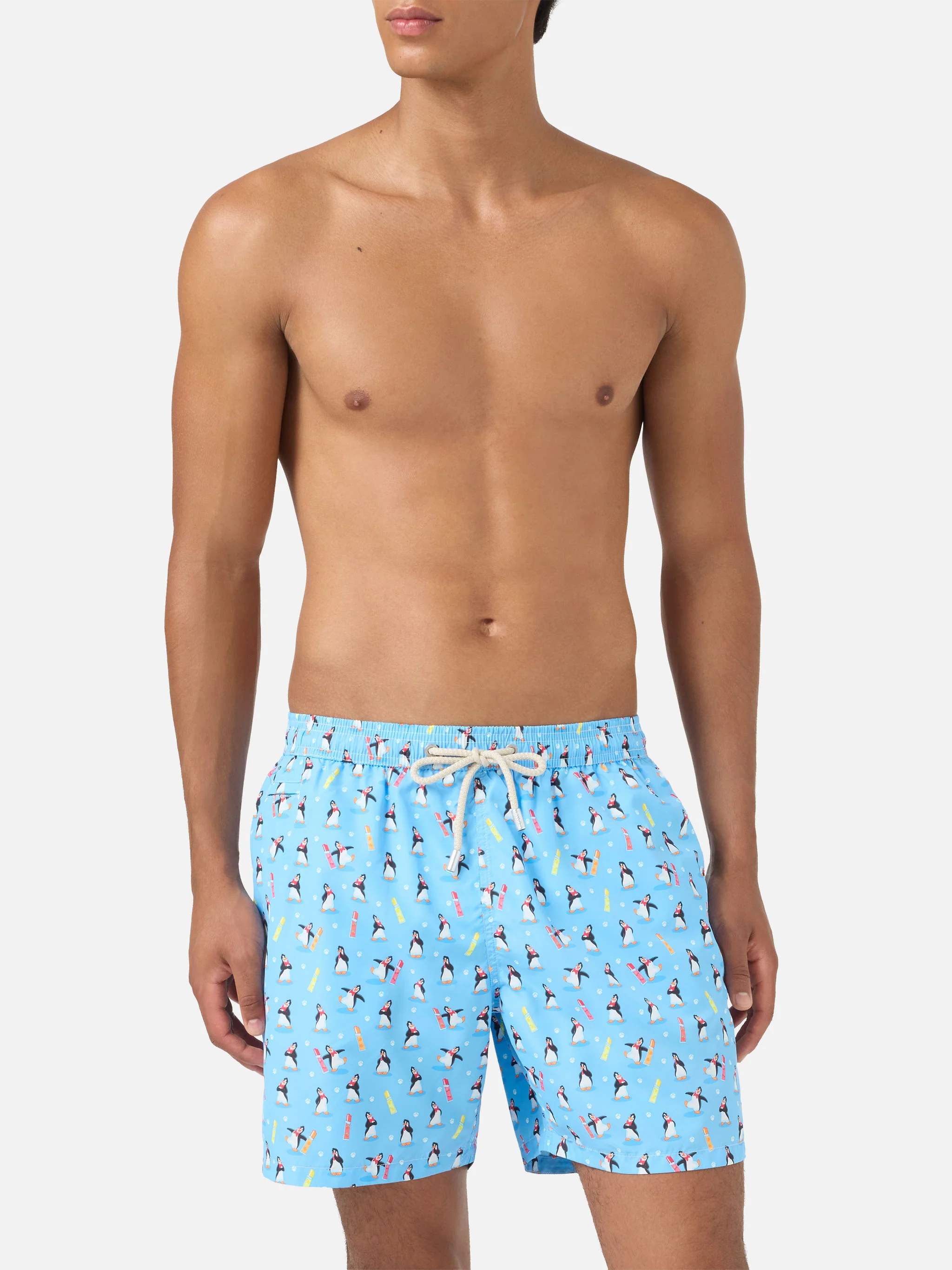Light blue Lighting Micro swim shorts with polar penguin print | POLARETTI SPECIAL EDITION - Image 3