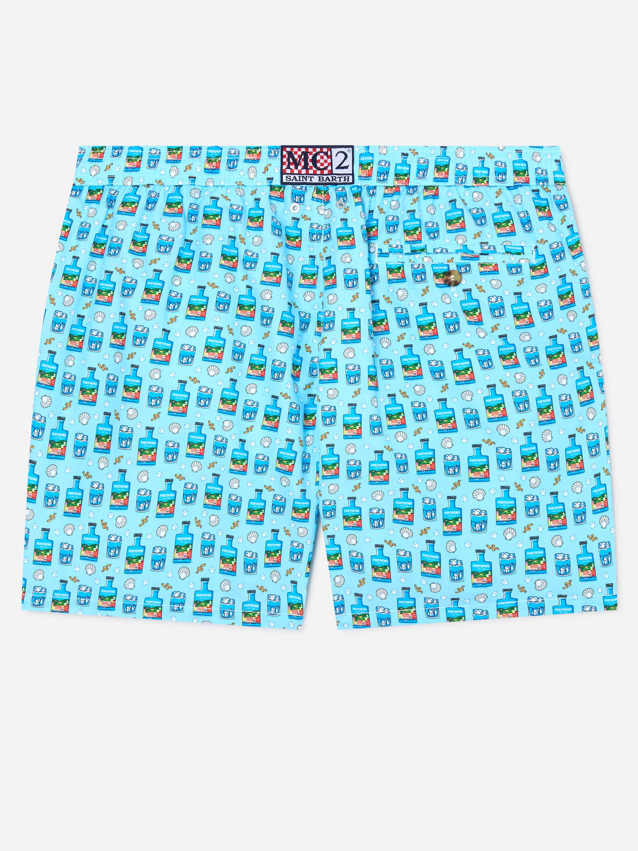 Light blue Lighting Micro swim shorts with Portofino Gin print | Special Edition - Image 2