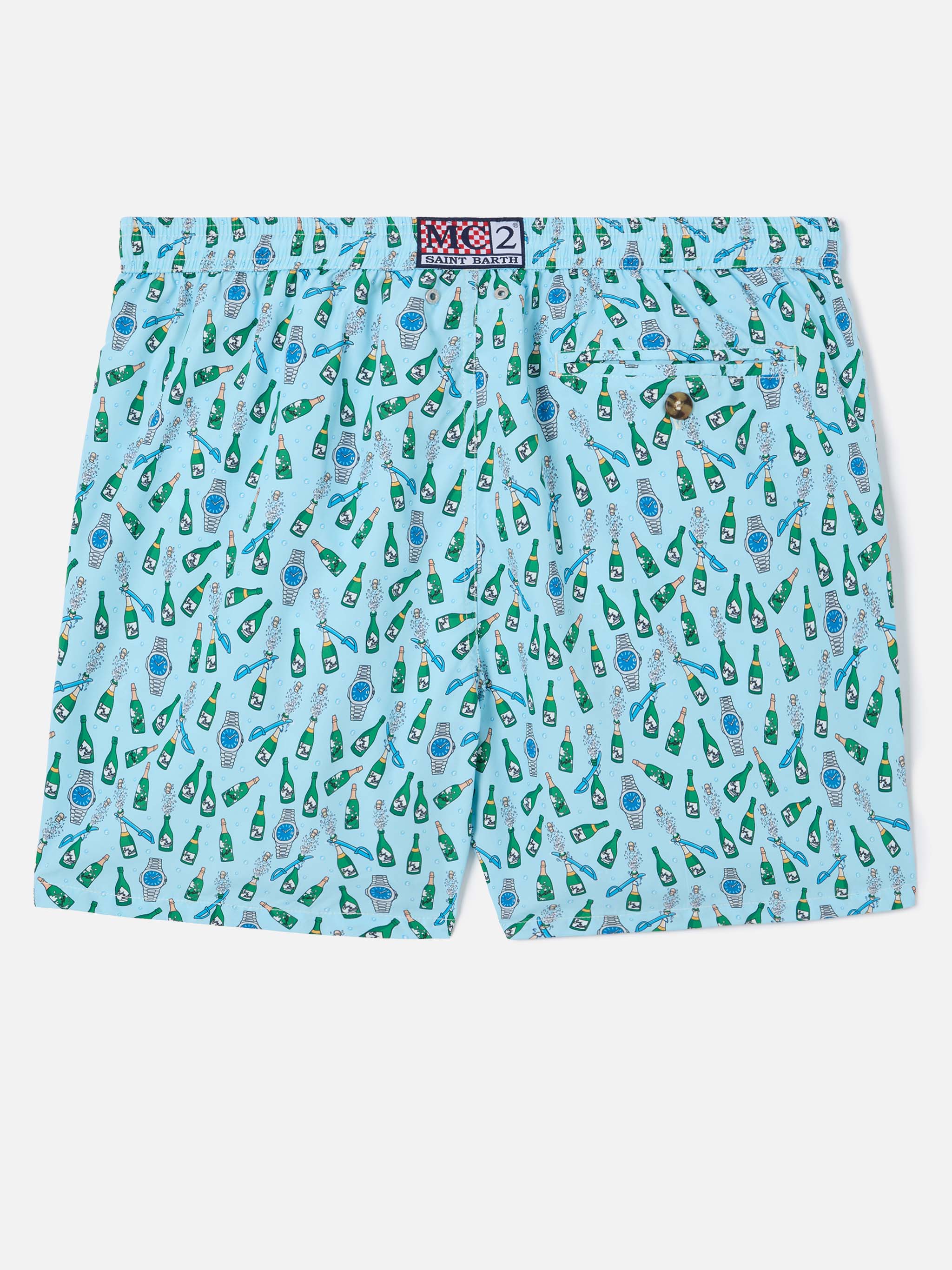 Light blue Lighting Micro swim shorts with watch sabrage print - Image 2
