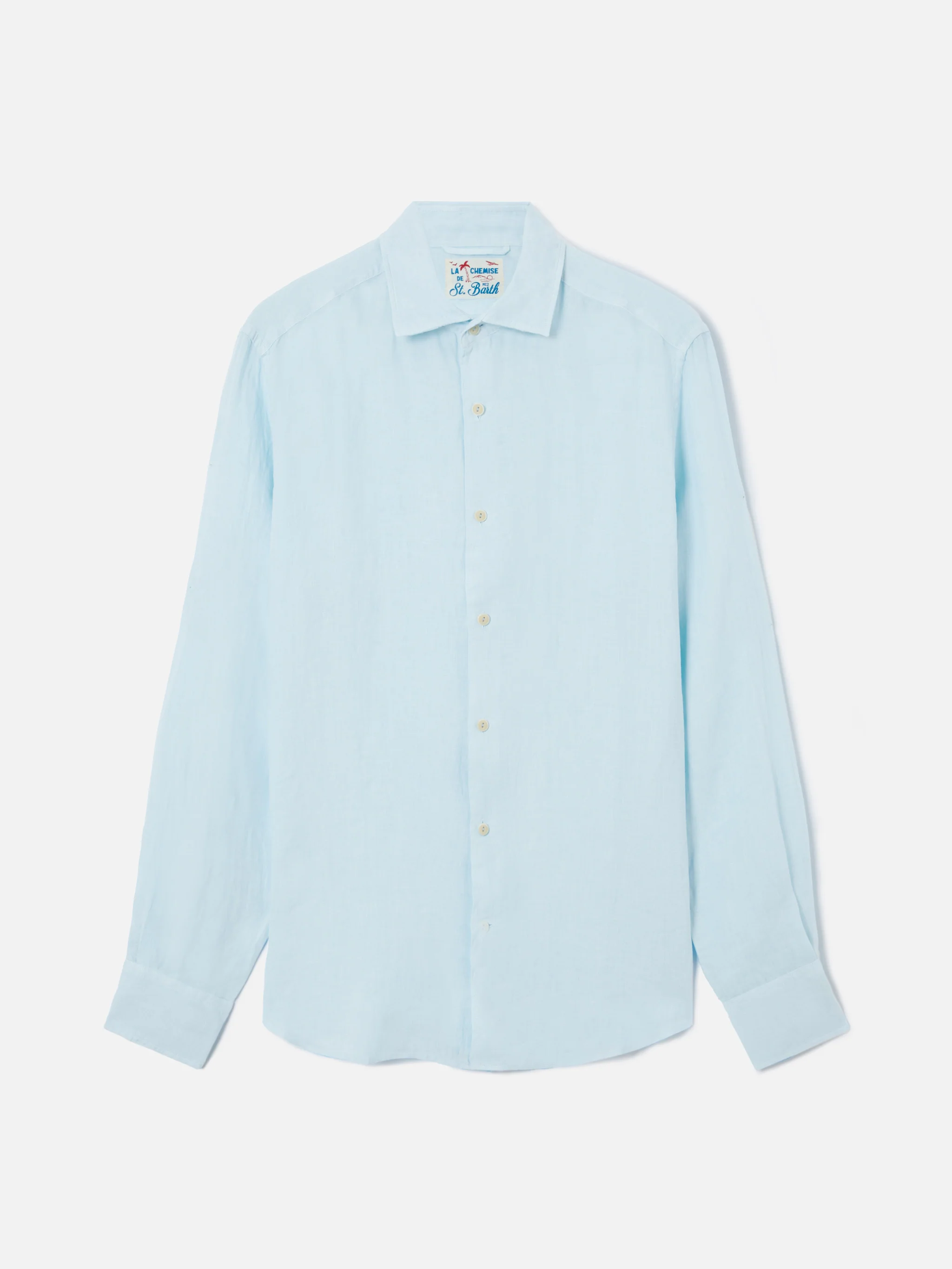 Light blue Pamplona shirt in pure linen - Image 4