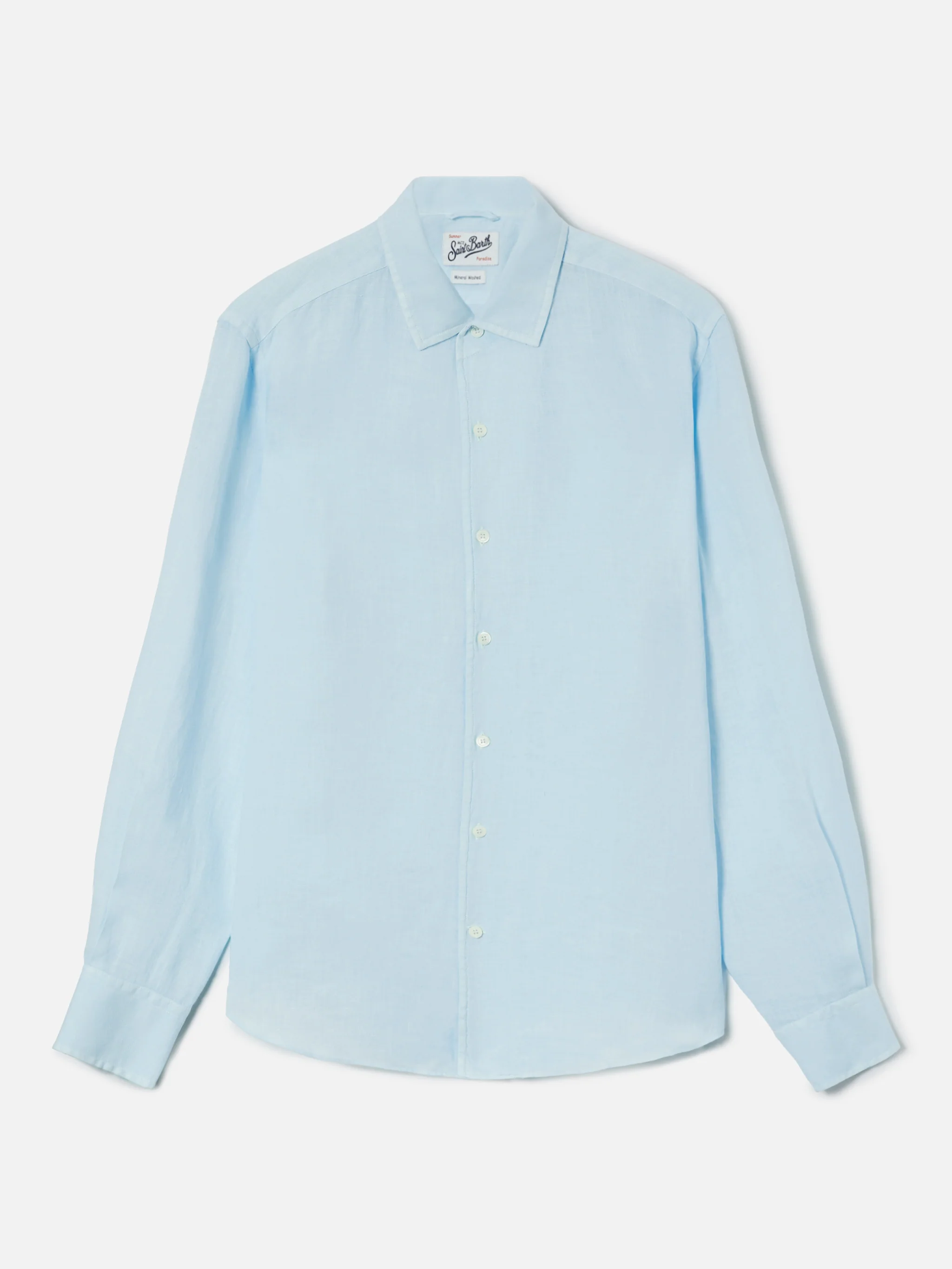 Light blue Raphael shirt in linen with mineral garment dyeing - Image 5