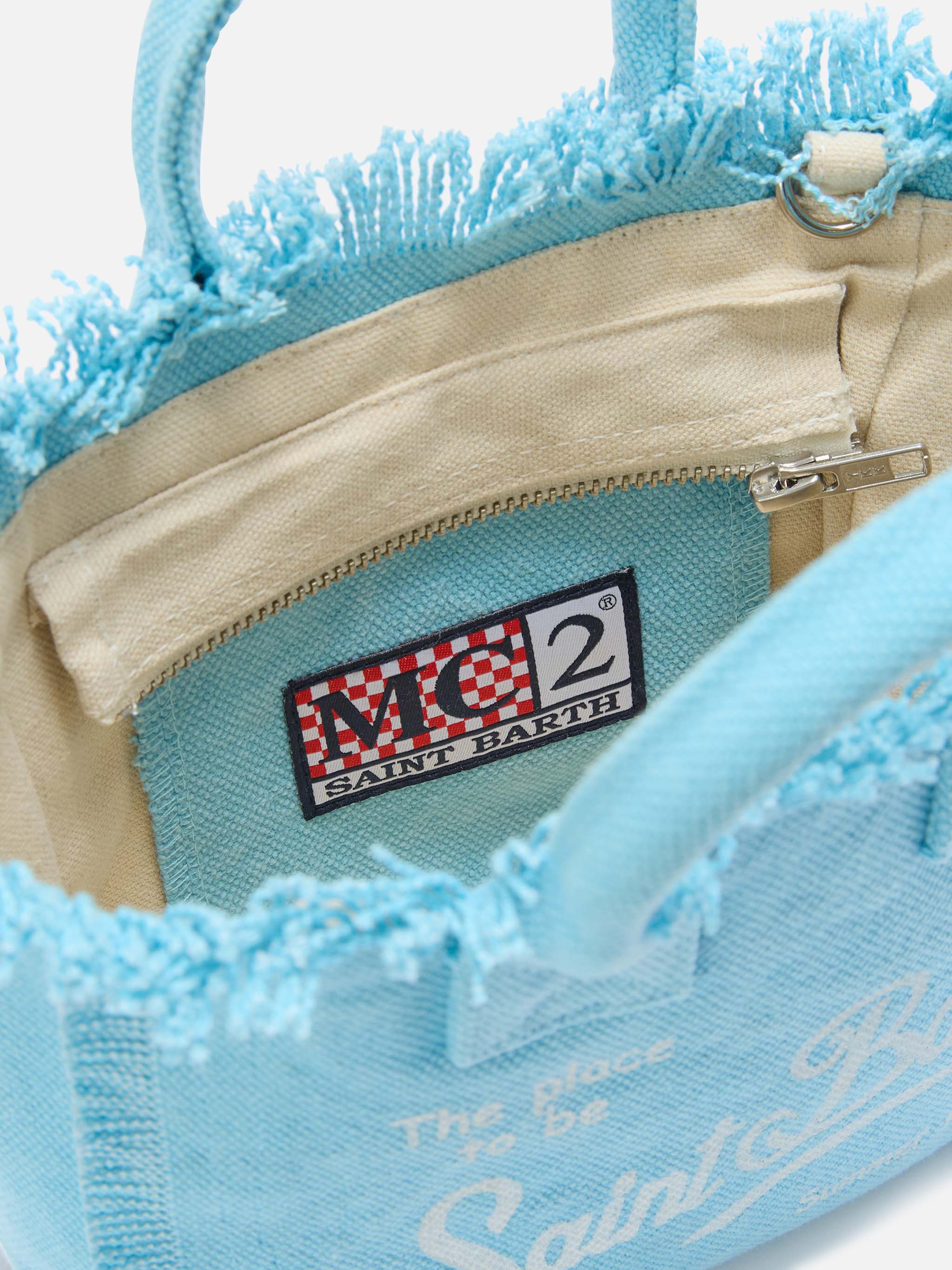 Light blue solid color canvas Vanity mini bag - Image 3