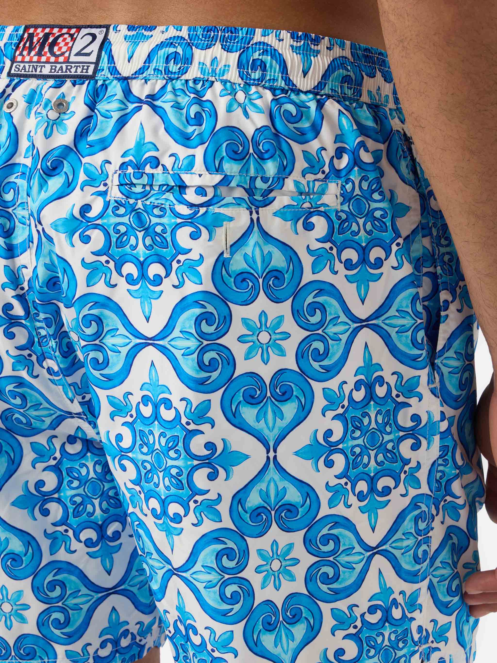 Lighting 70 swim shorts with blue majolica print - Image 6