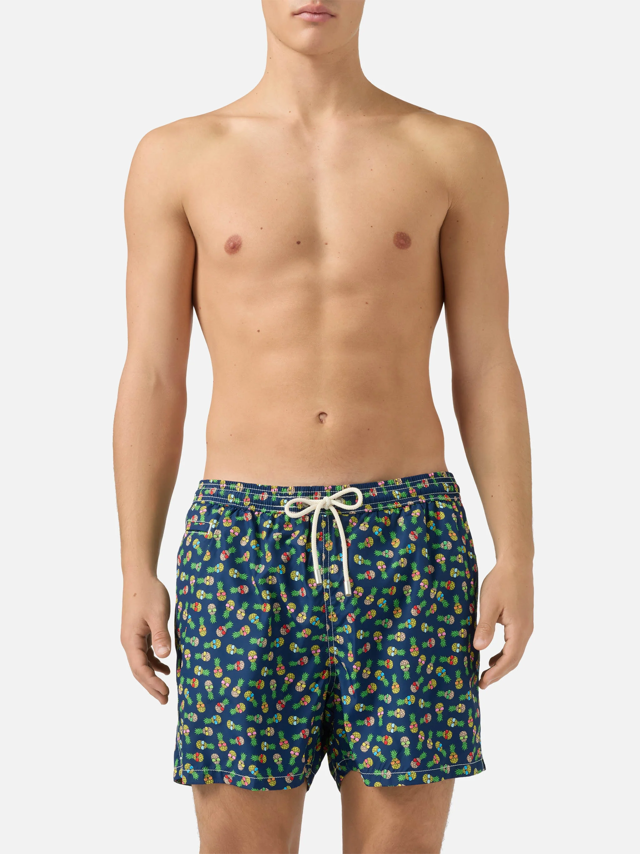 Lightweight fabric swim shorts Lighting with pineapple print - Image 3