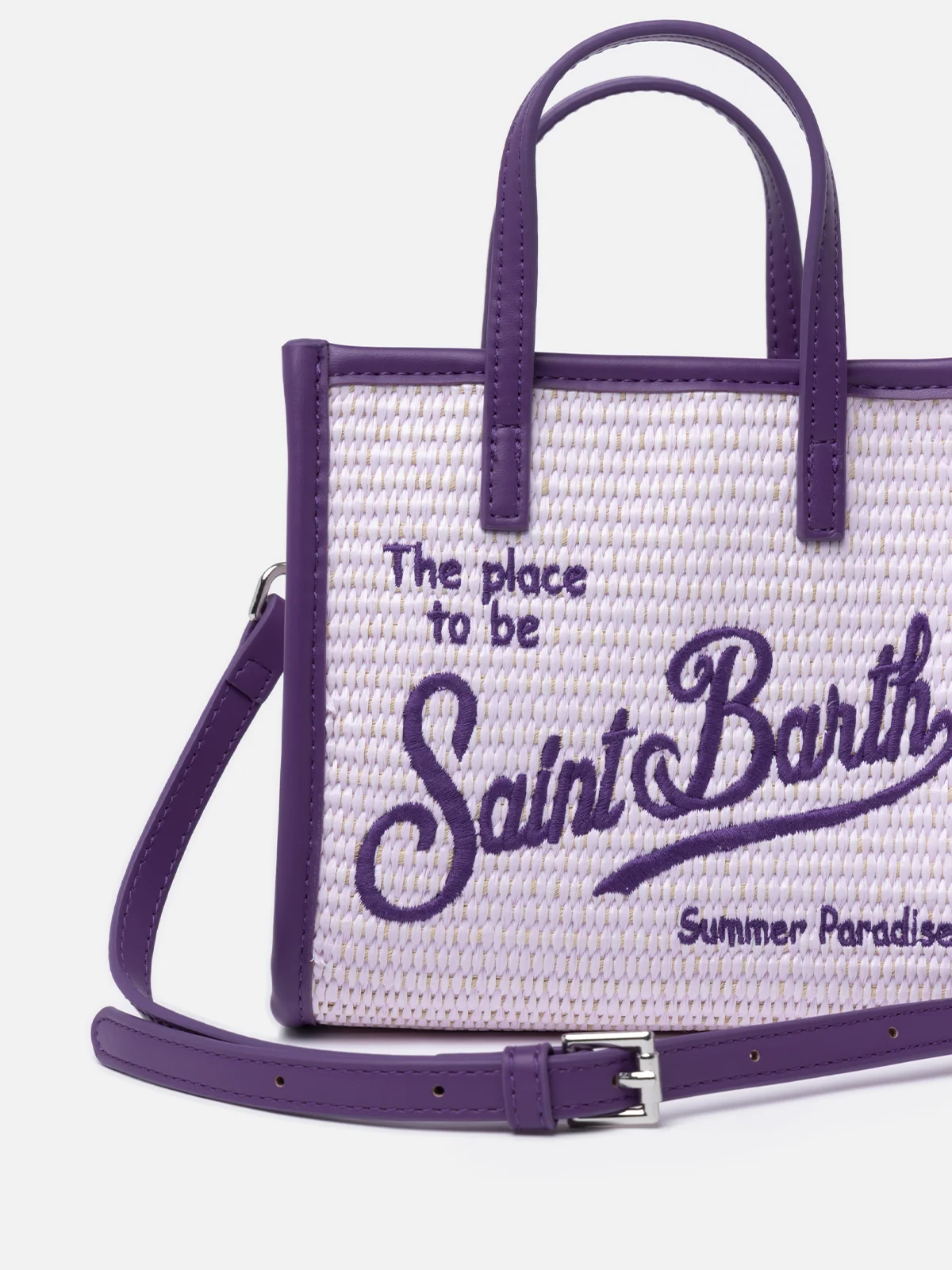 Vivian Mini Straw lilac straw effect handbag - Image 2