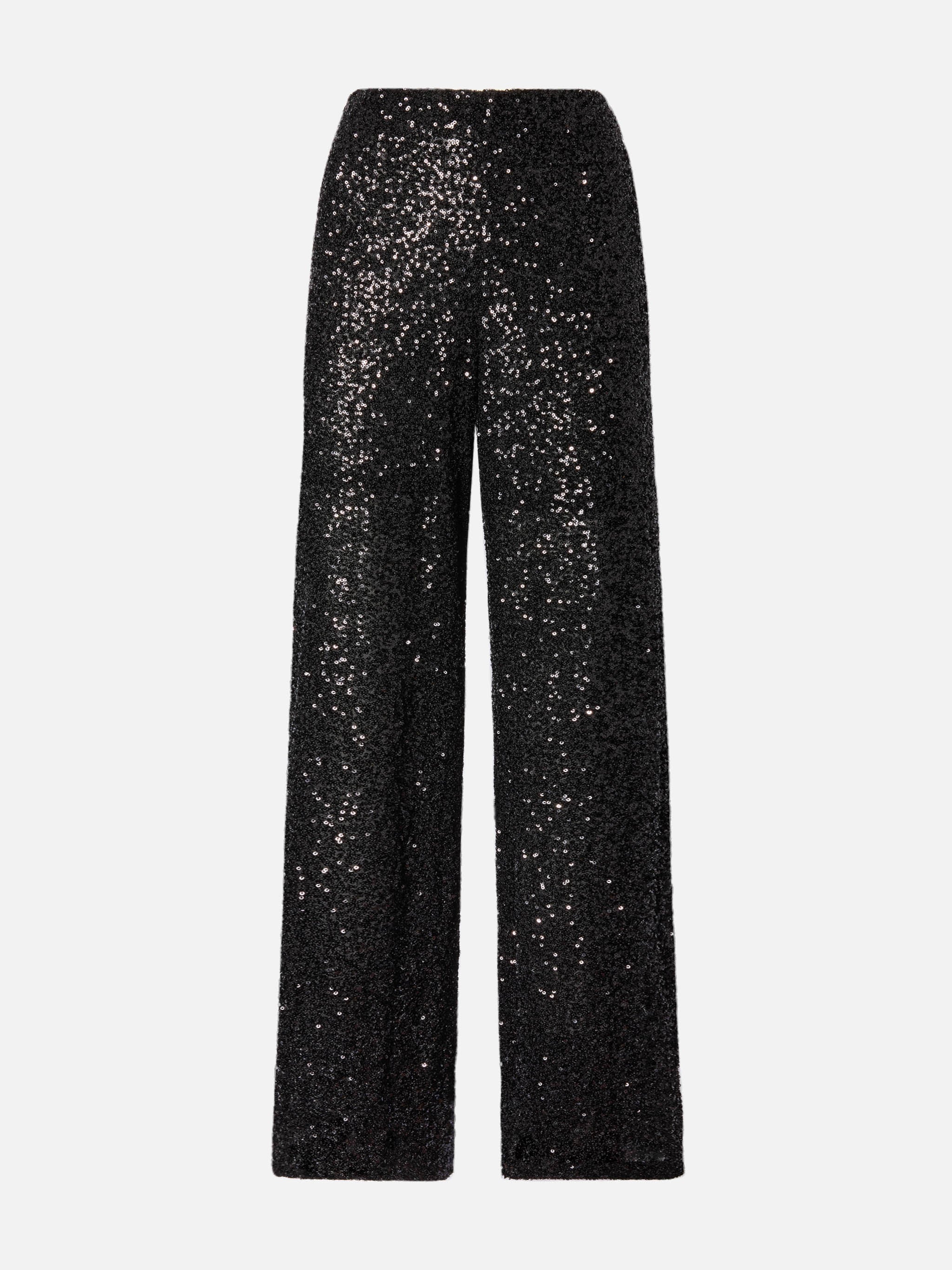 Lucette straight-leg trousers in sequin fabric black - Image 5