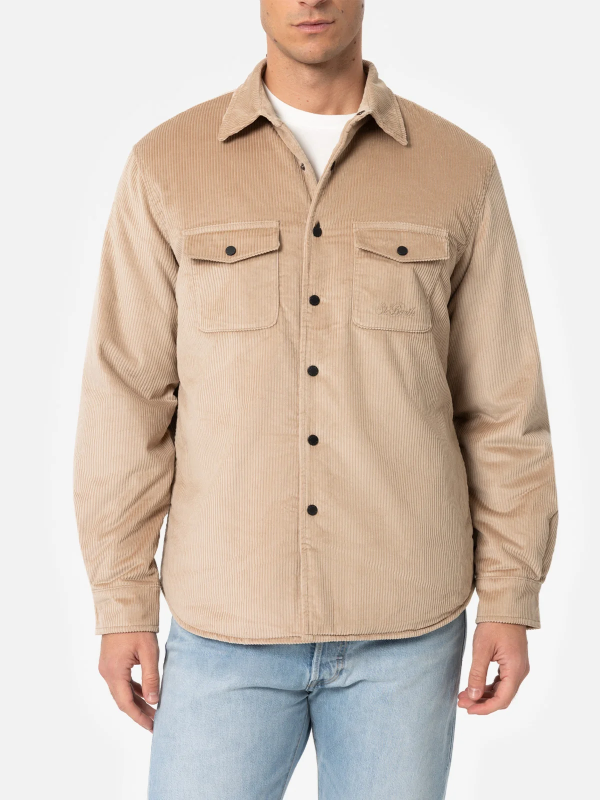 Chalet corduroy overshirt in beige solid color
