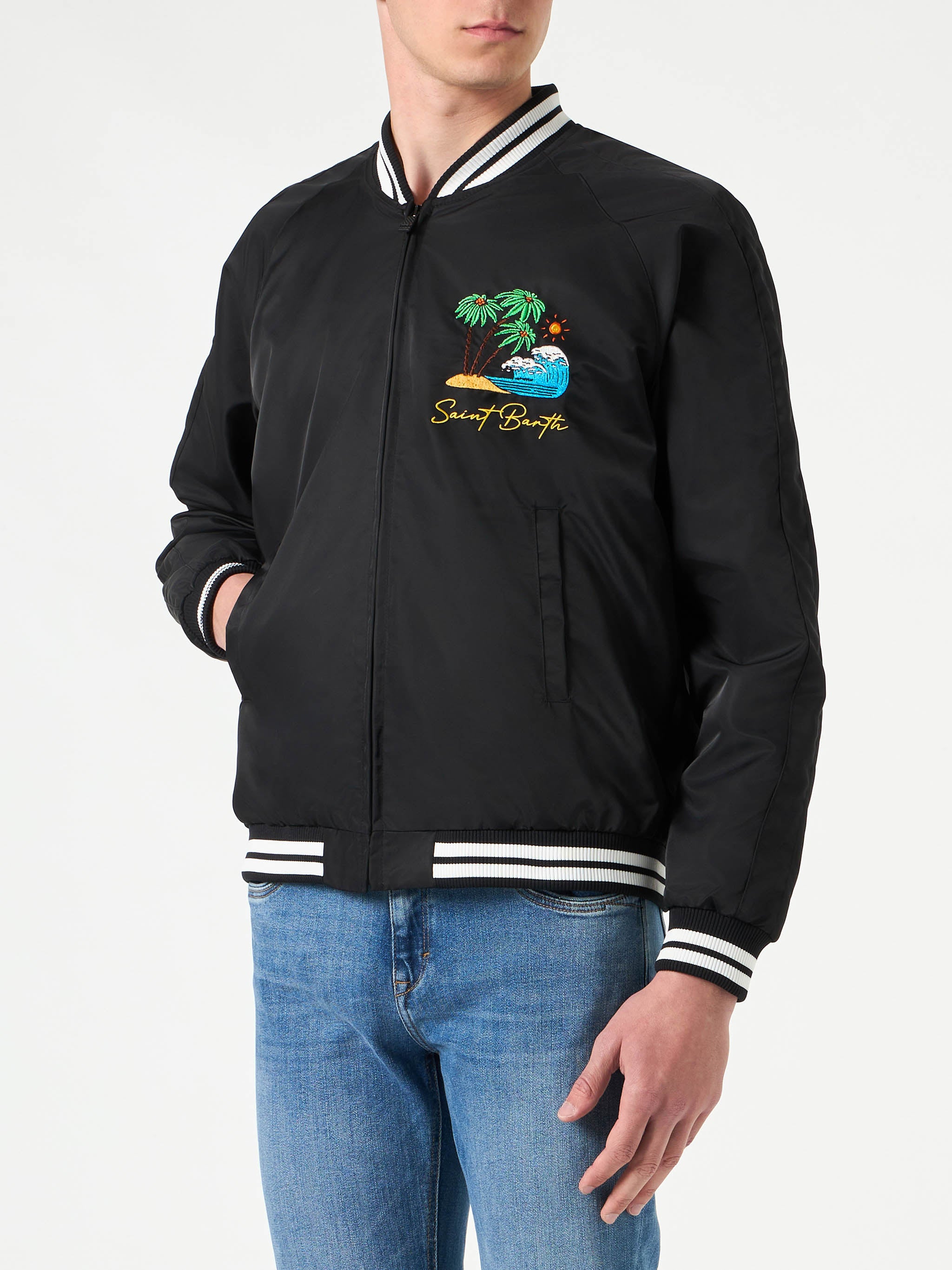 Oakland black jacket with Saint Barth embroidery