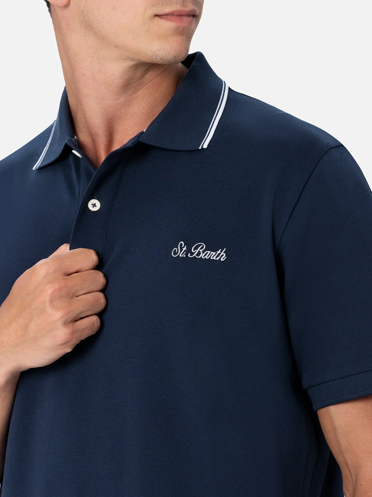 Man blue cotton piquet polo shirt Beverly Hills - Image 2
