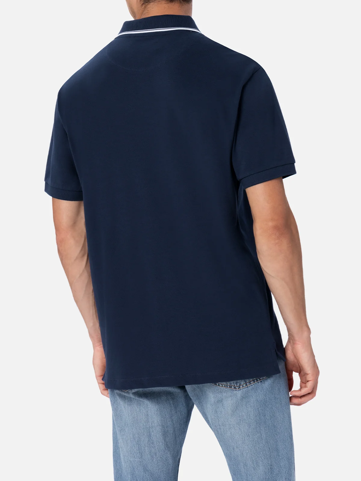 Man blue cotton piquet polo shirt Beverly Hills - Image 3