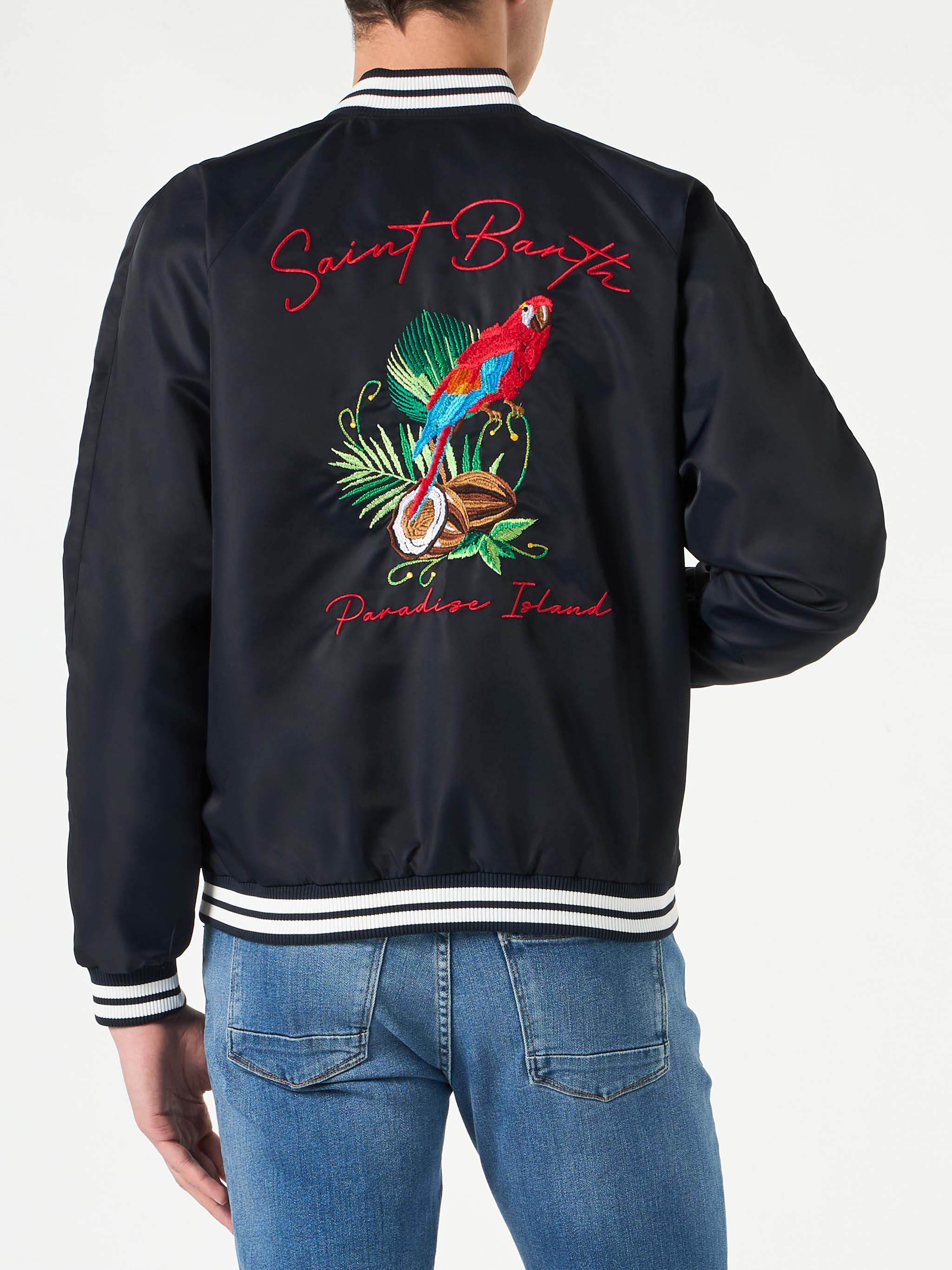 Oakland navy blue jacket with parrot embroidery
