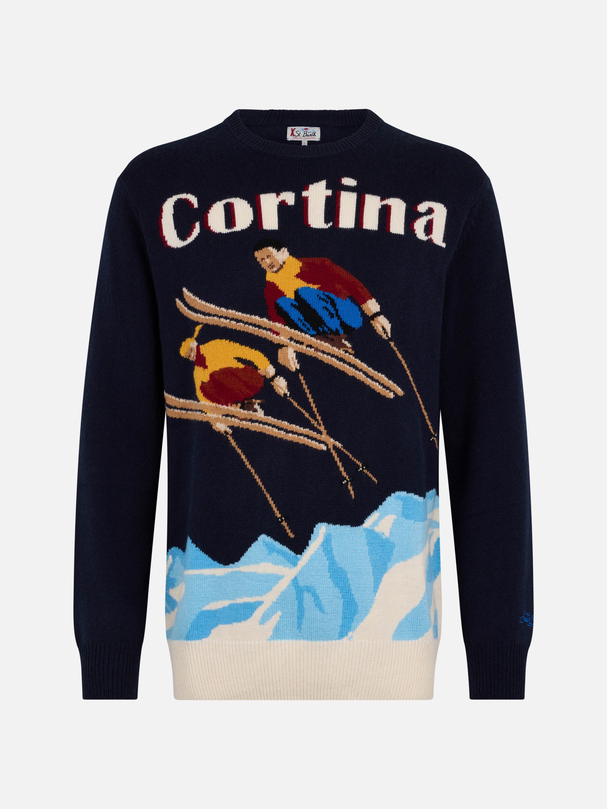 Crewneck sweater Heron with Cortina postcard jacquard - Image 4