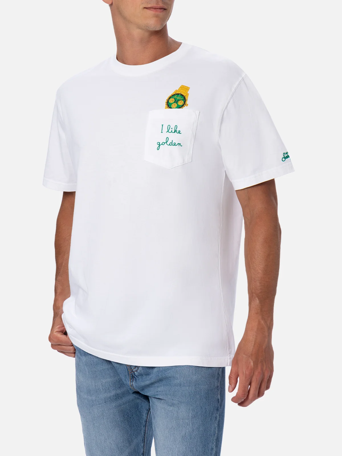 Austin cotton t-shirt with watch print and embroidery - Image 2