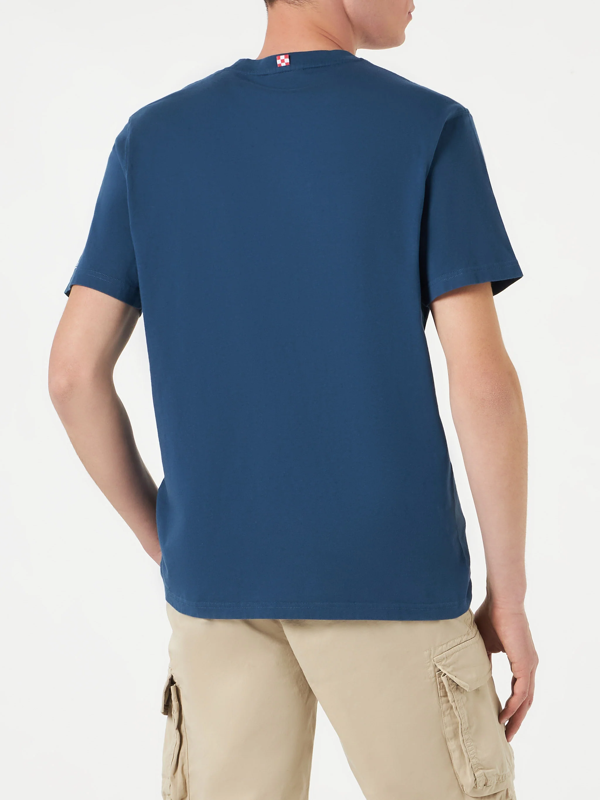 Man cotton t-shirt with finchè c'è GIN c'è SPERANZA embroidery - Image 3