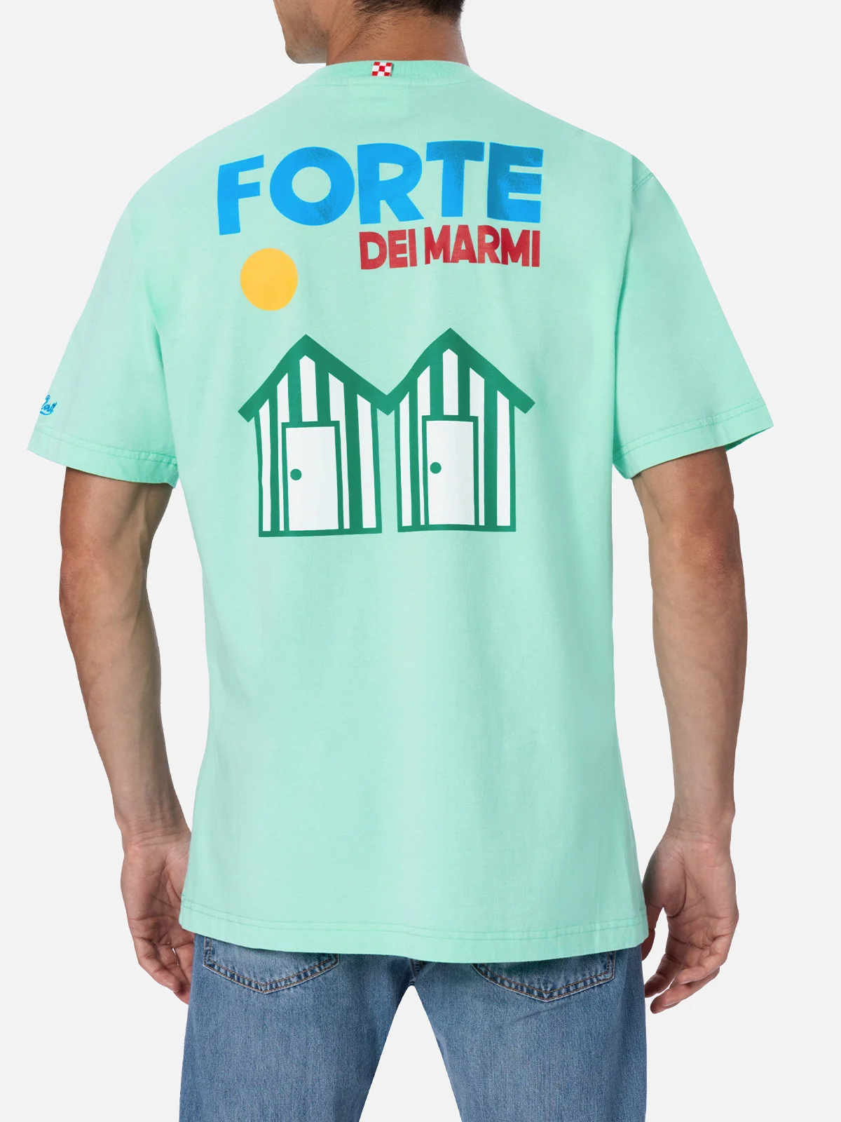T-shirt with Forte dei Marmi postcard print in mint green - Image 3