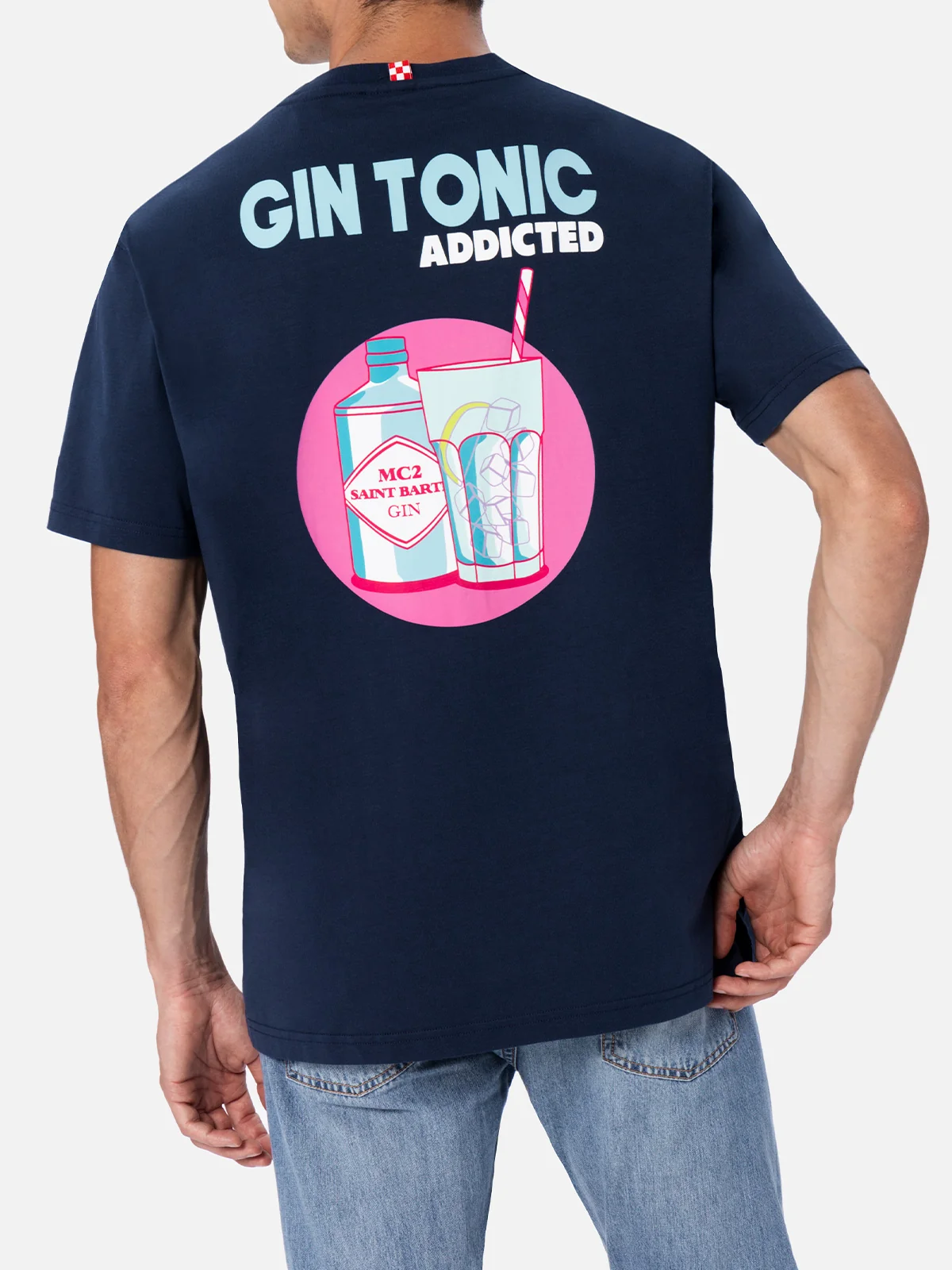 Cotton t-shirt with cocktail Gin Tonic Addicted print - Image 3