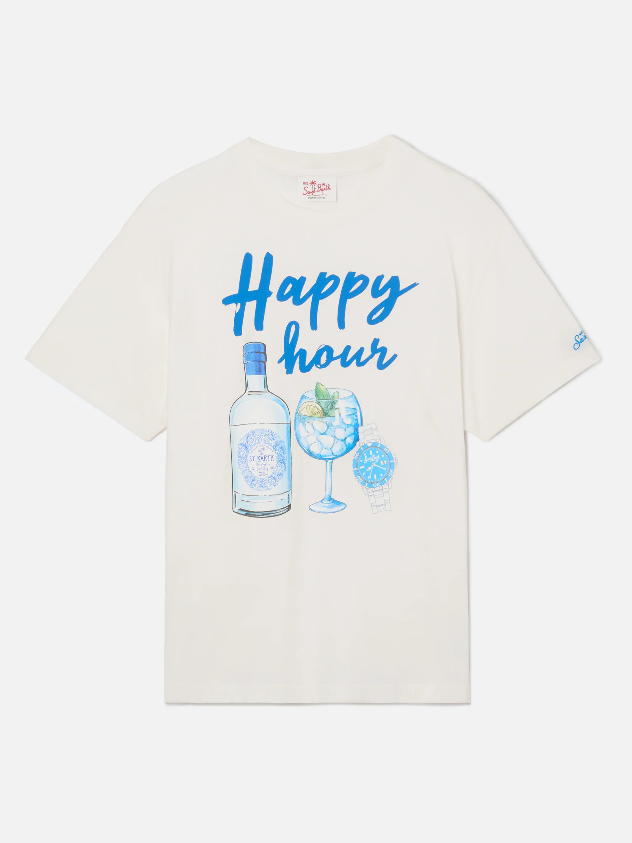 Happy Hour print t-shirt in beige