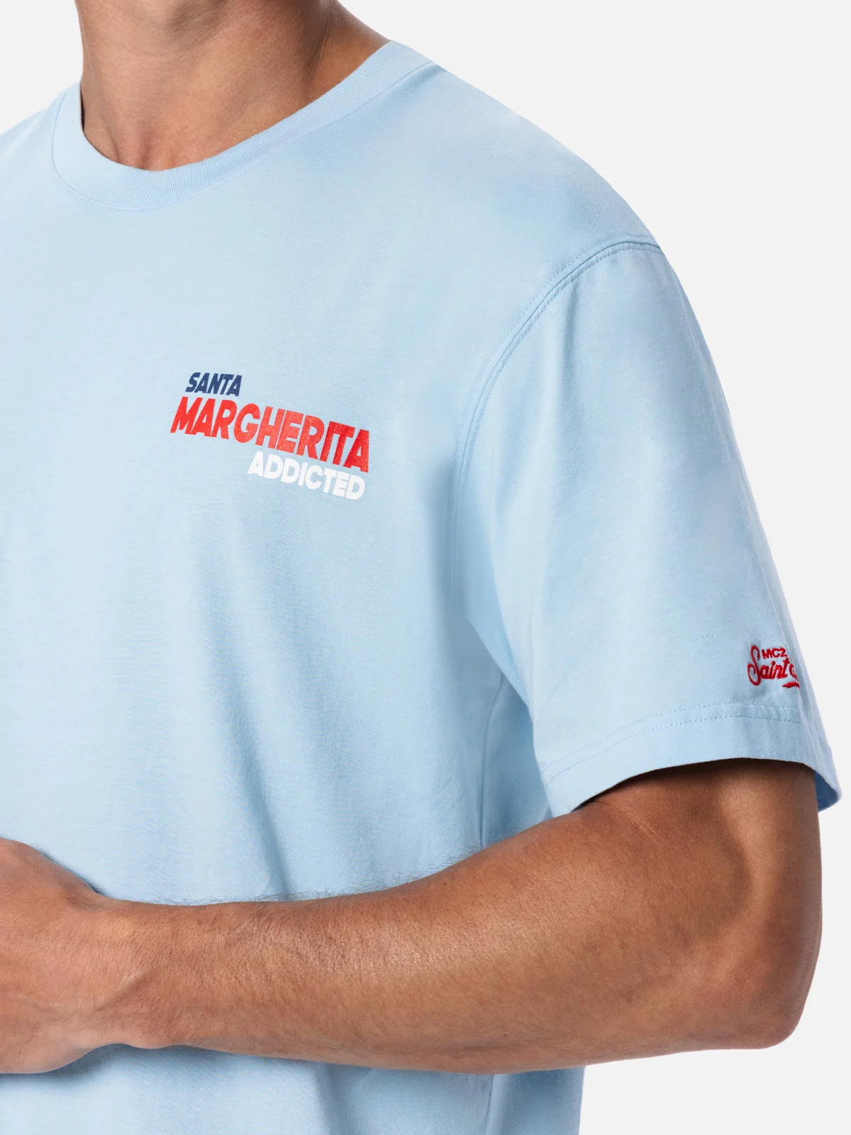 T-shirt with Santa Margherita postcard print in light blue - Image 2