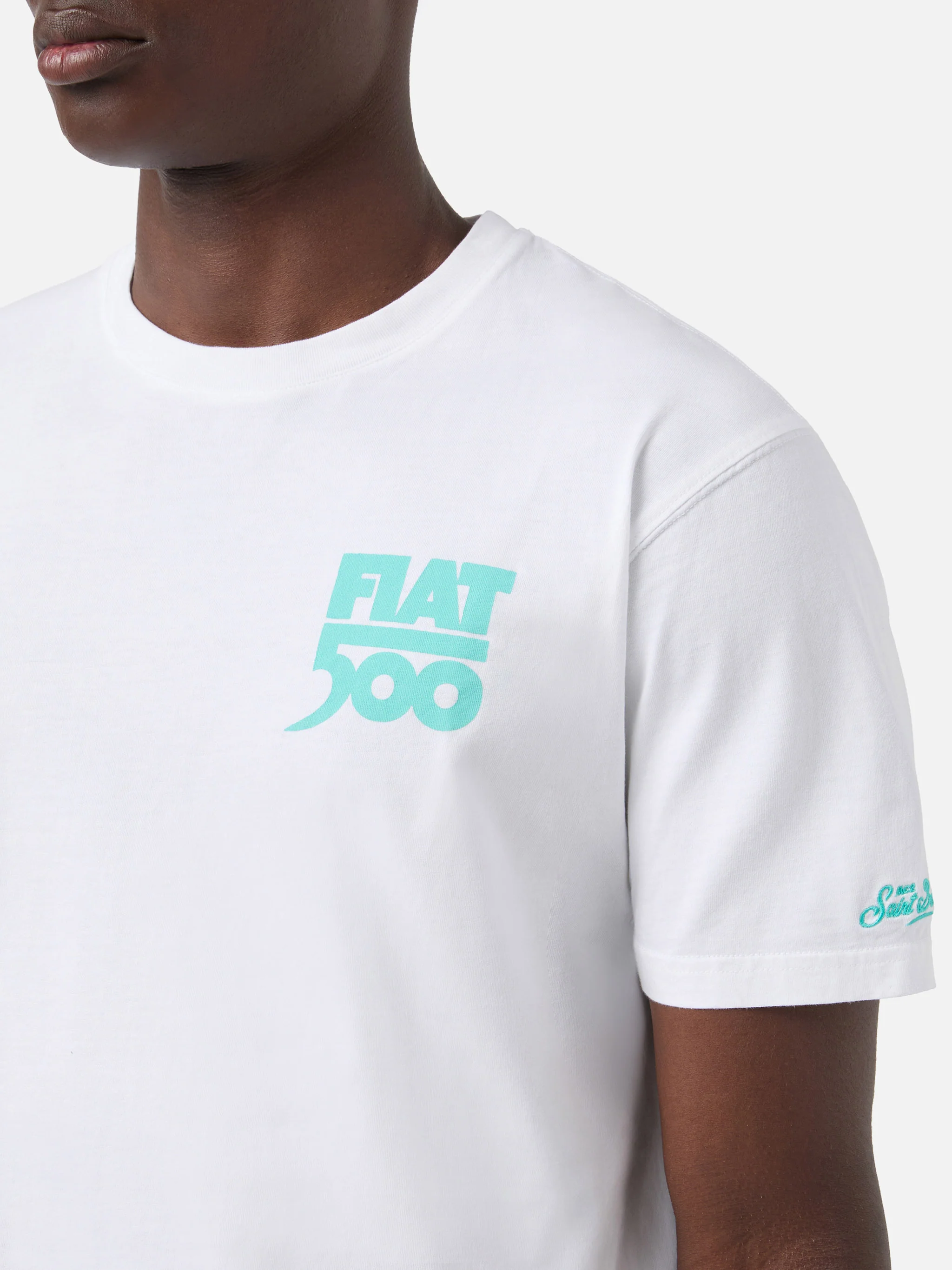 Fiat 500 Spiaggina t-shirt with front and back print in white | Special Edition - Image 3