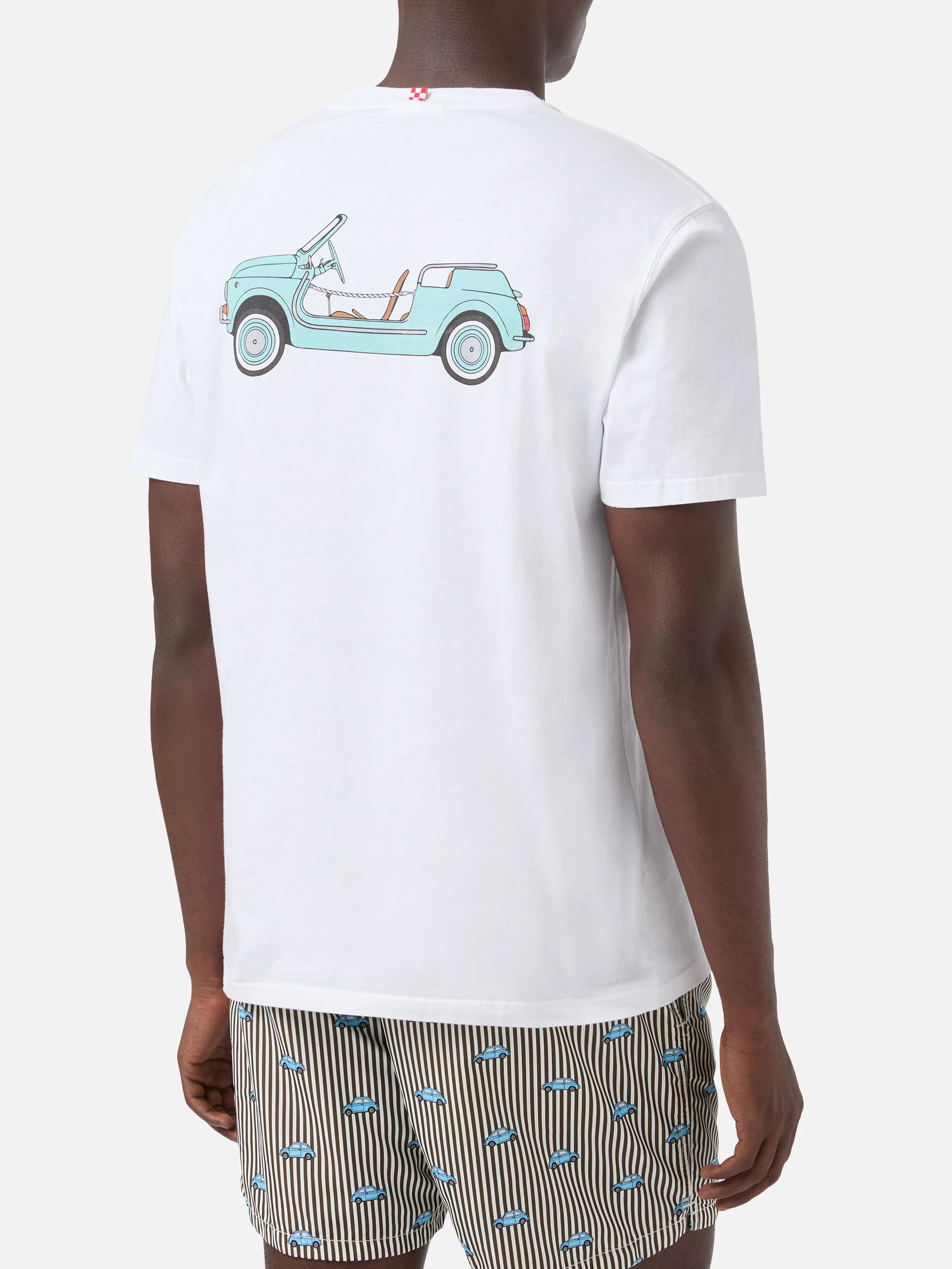 Fiat 500 Spiaggina t-shirt with front and back print in white | Special Edition - Image 4
