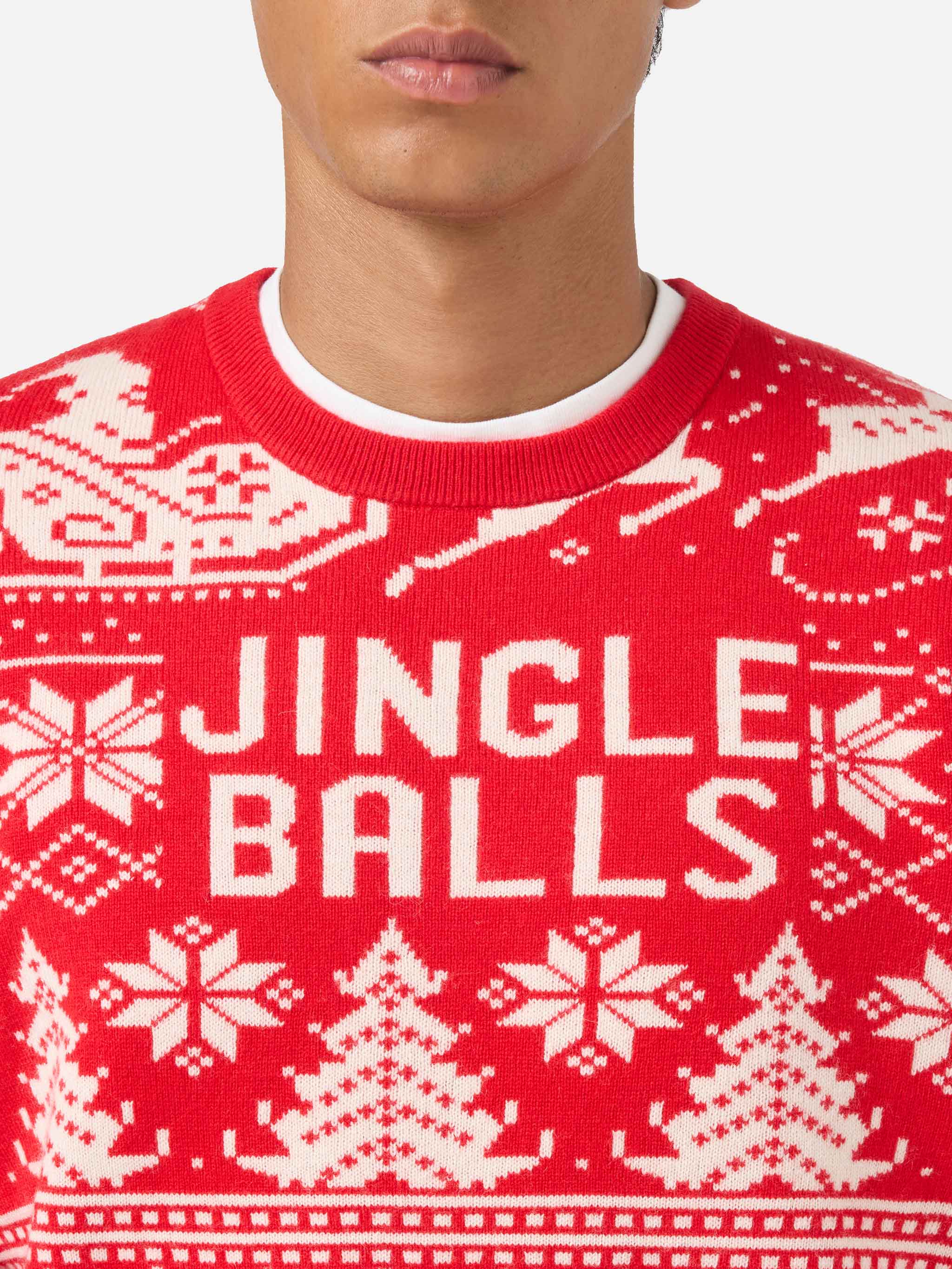 Fairs isle sweater Heron with Jingle Balls jacquard - Image 2