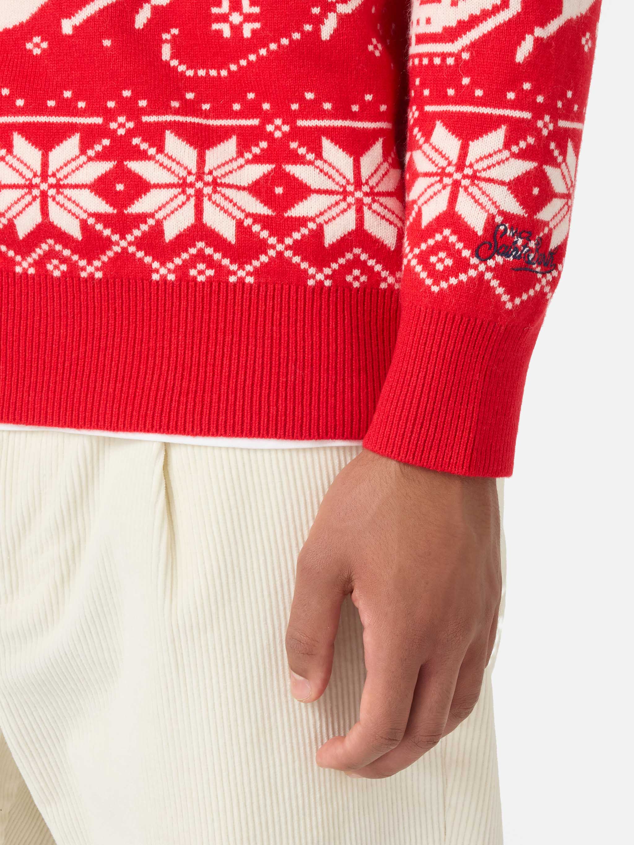 Fairs isle sweater Heron with Jingle Balls jacquard - Image 4