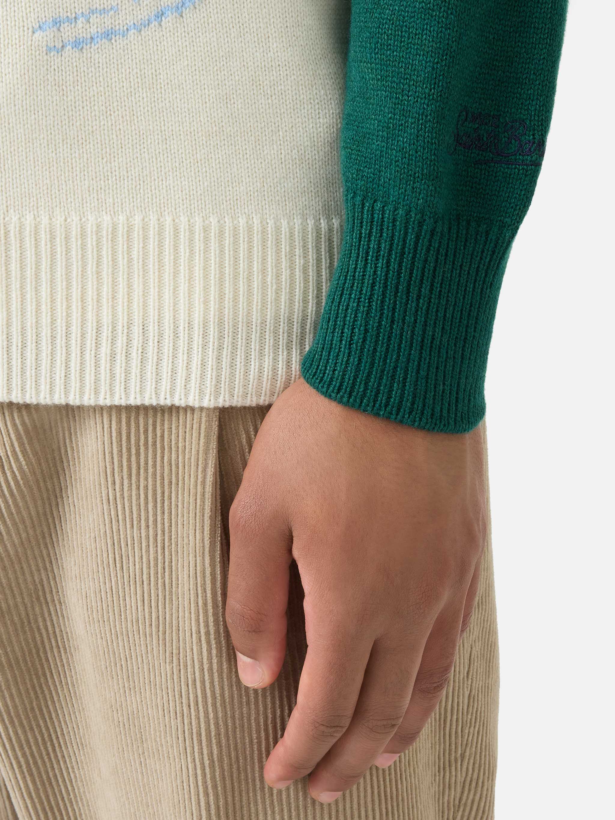 Crewneck sweater Heron with Courchevel postcard jacquard - Image 4