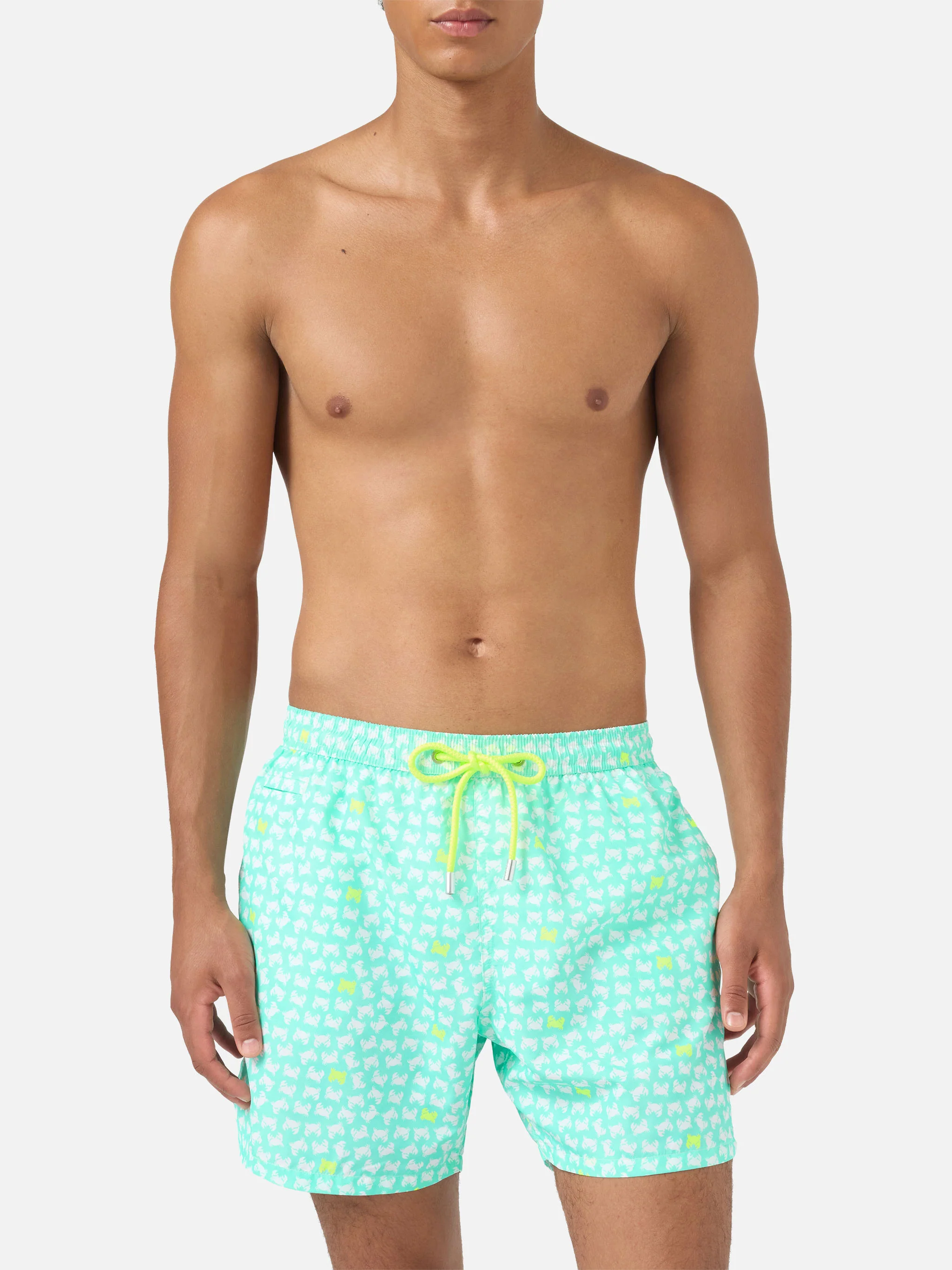 Lighting yellow crab print swim shorts - Image 3