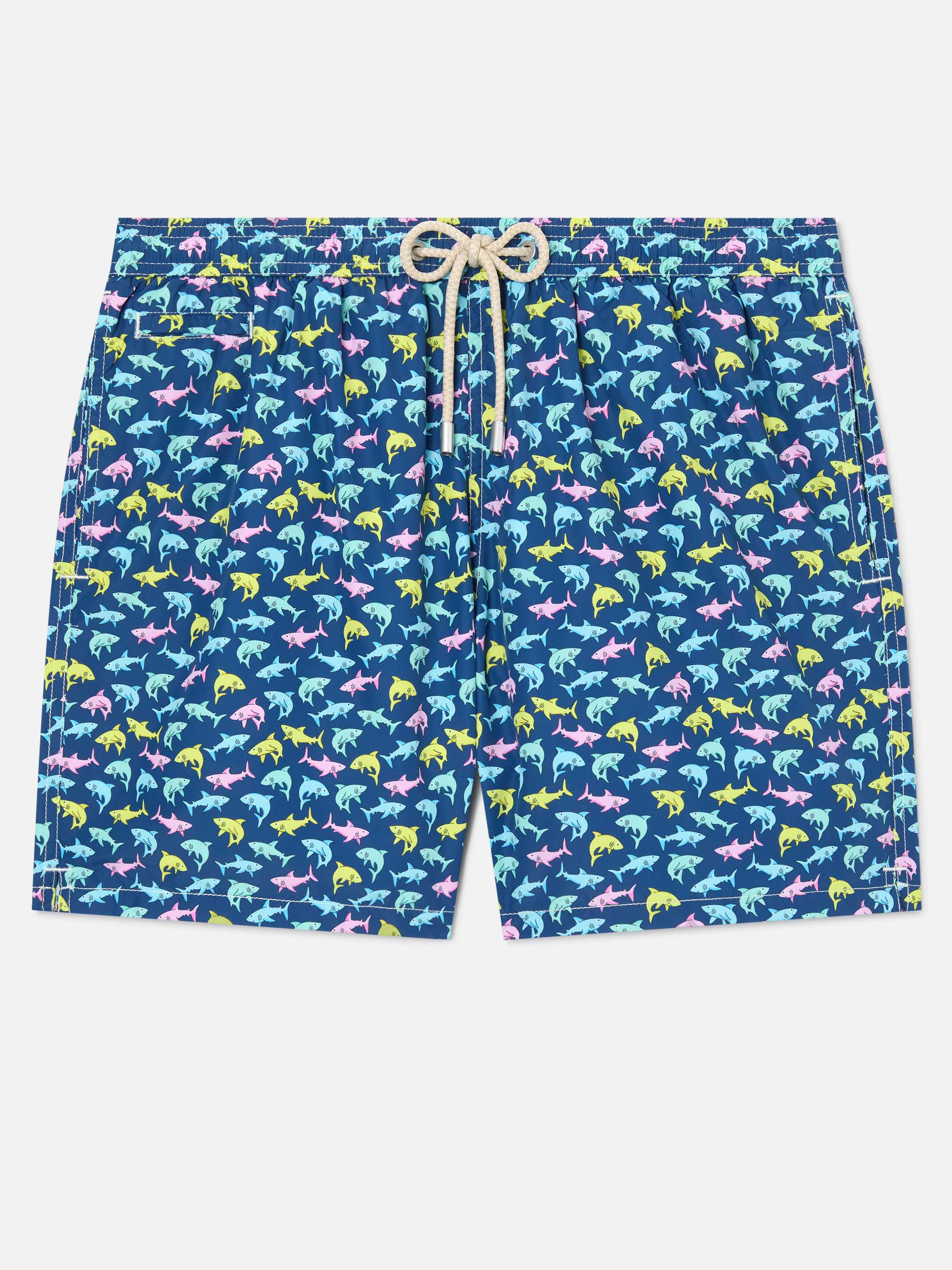 Lighting Micro Fantasy blue shark print swim shorts