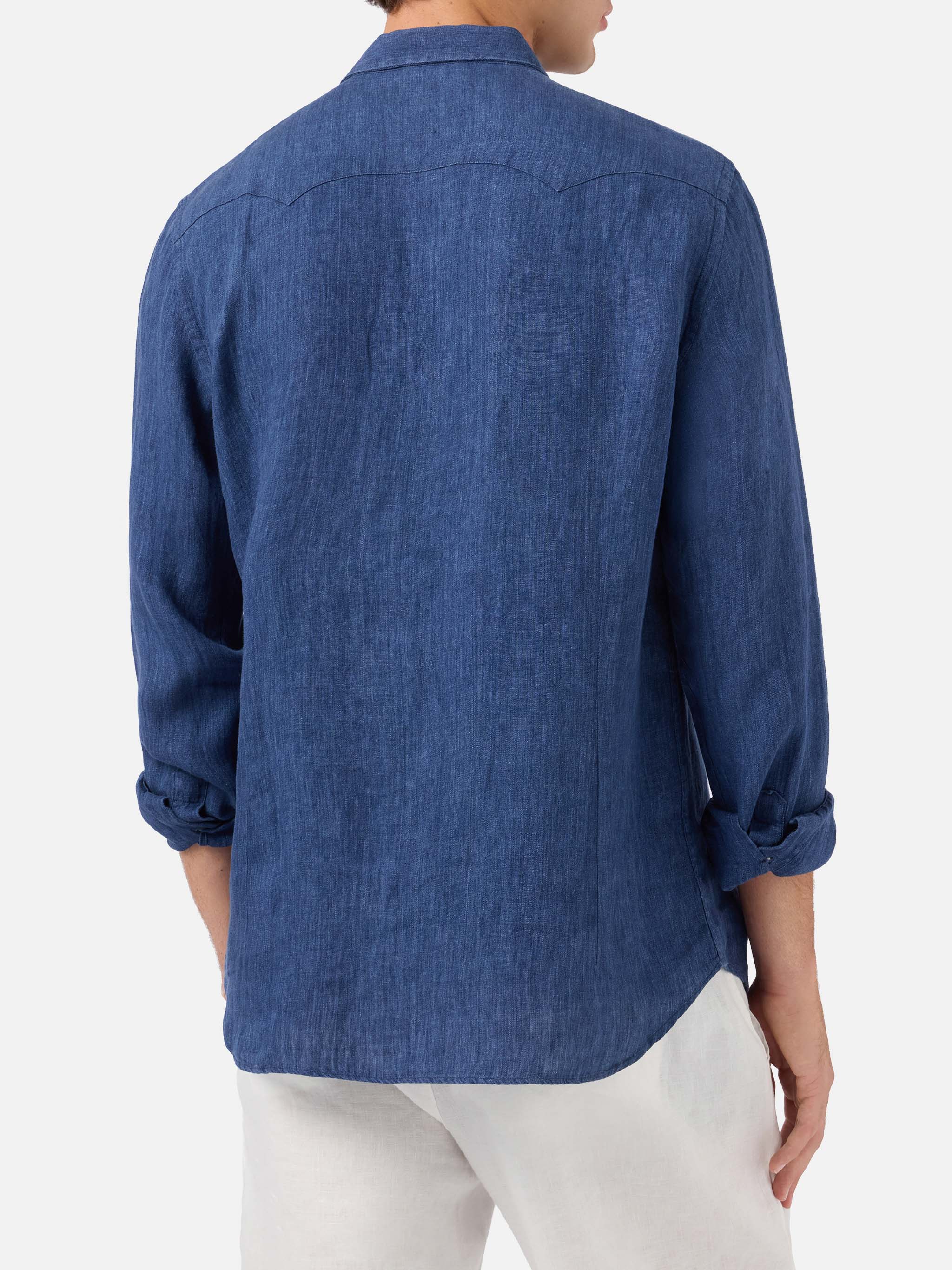 Greg blue linen denim-effect shirt - Image 3