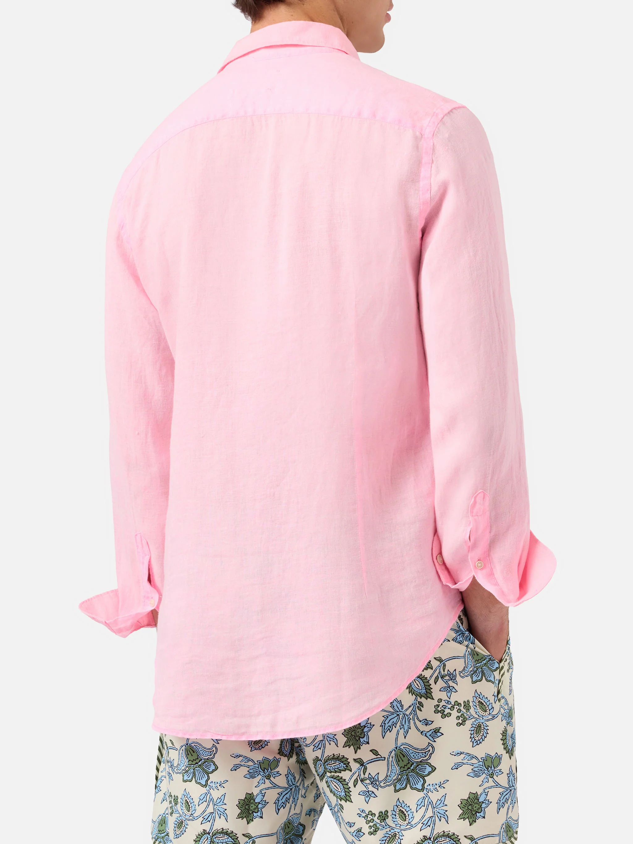 Pamplona watercolor pink linen shirt - Image 3