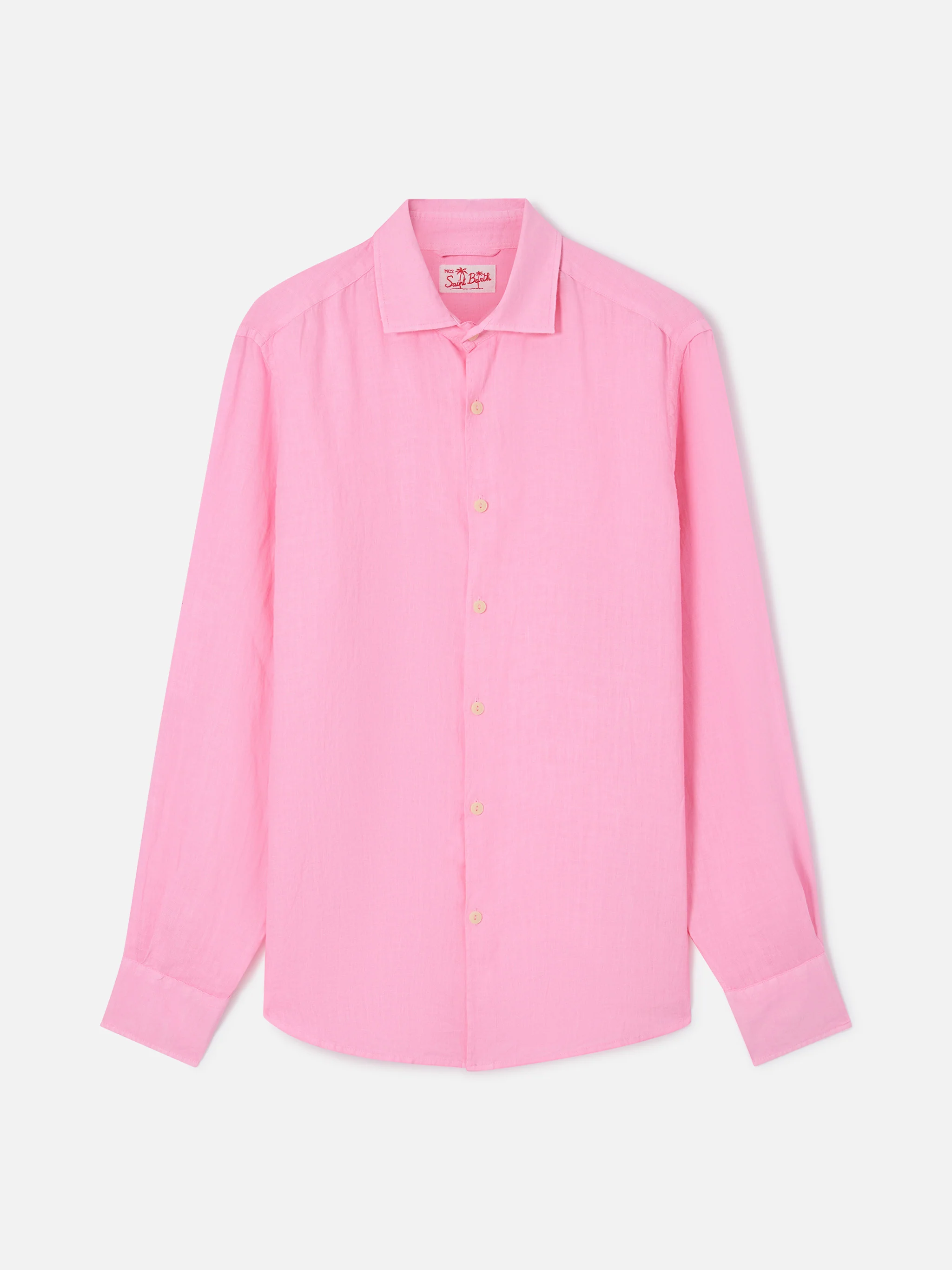 Pamplona watercolor pink linen shirt - Image 4