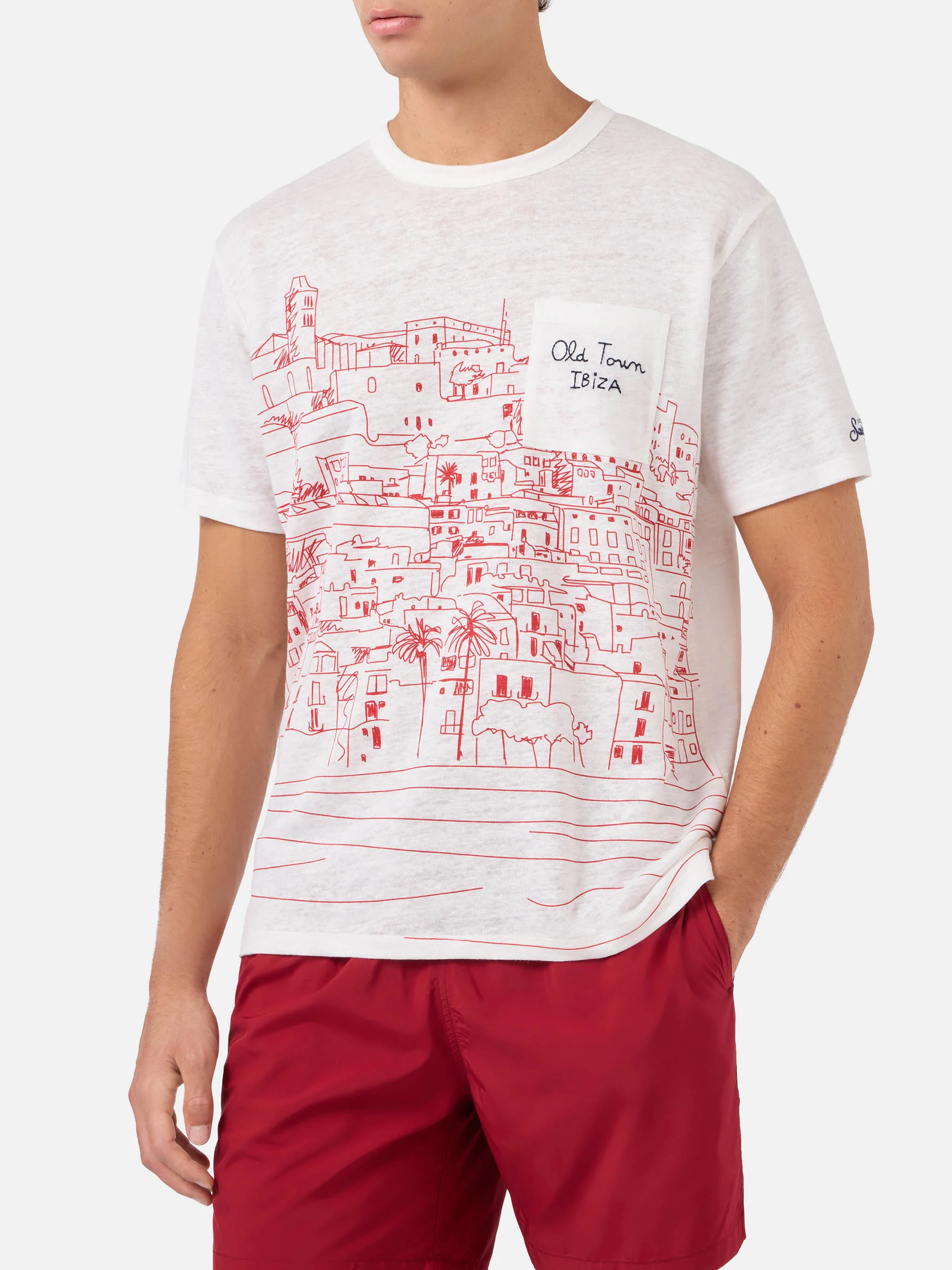 Ecstasea linen jersey t-shirt with Ibiza print - Image 3