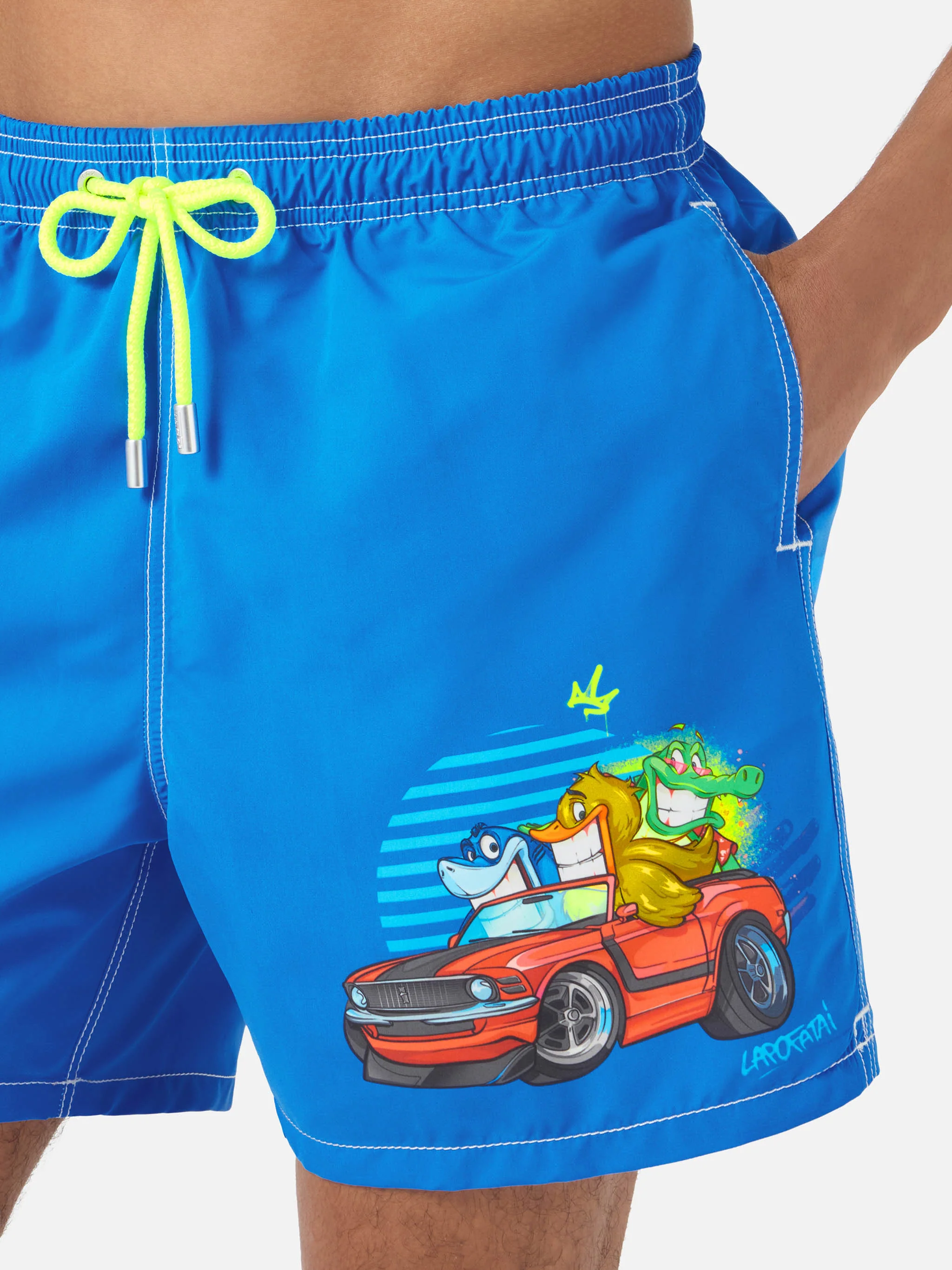 Gustavia green Cryptopuppets Good Fellas placed print swim shorts | Special Edition - Image 4