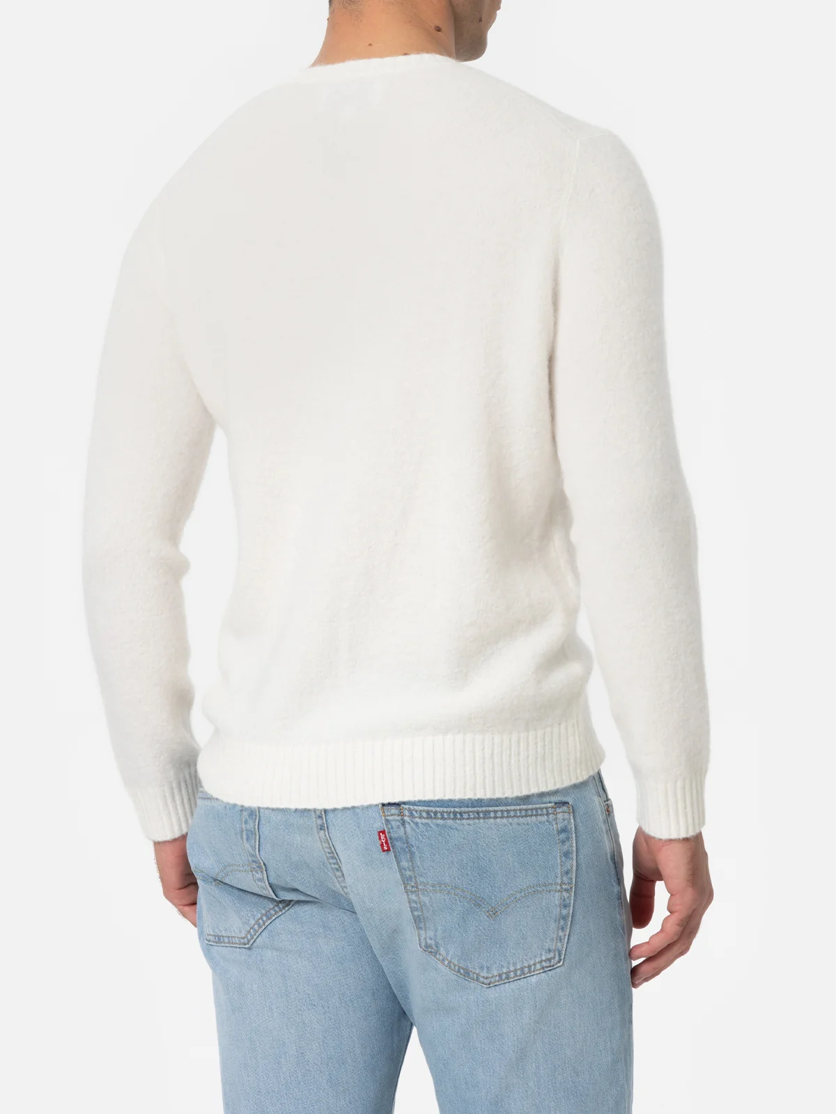 Regent stretch sweater in off white solid color - Image 3